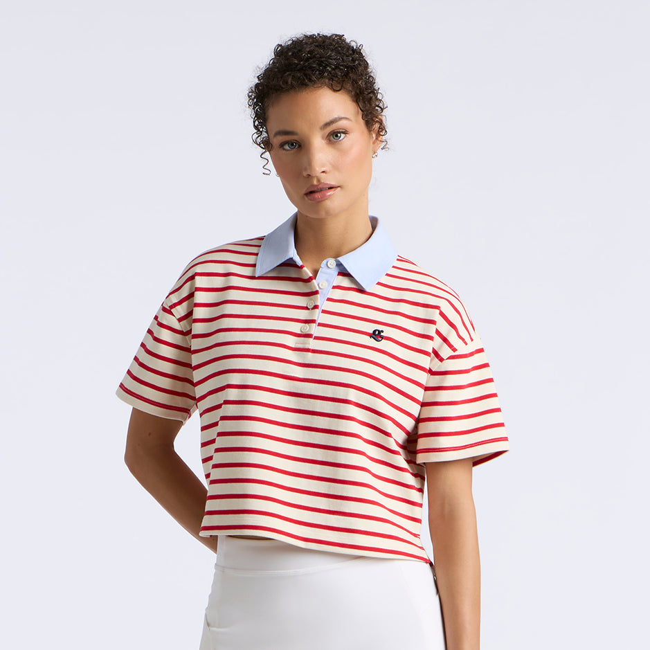 G SCRIBE BOXY RUGBY POLO CHALK WHITE/LAVA