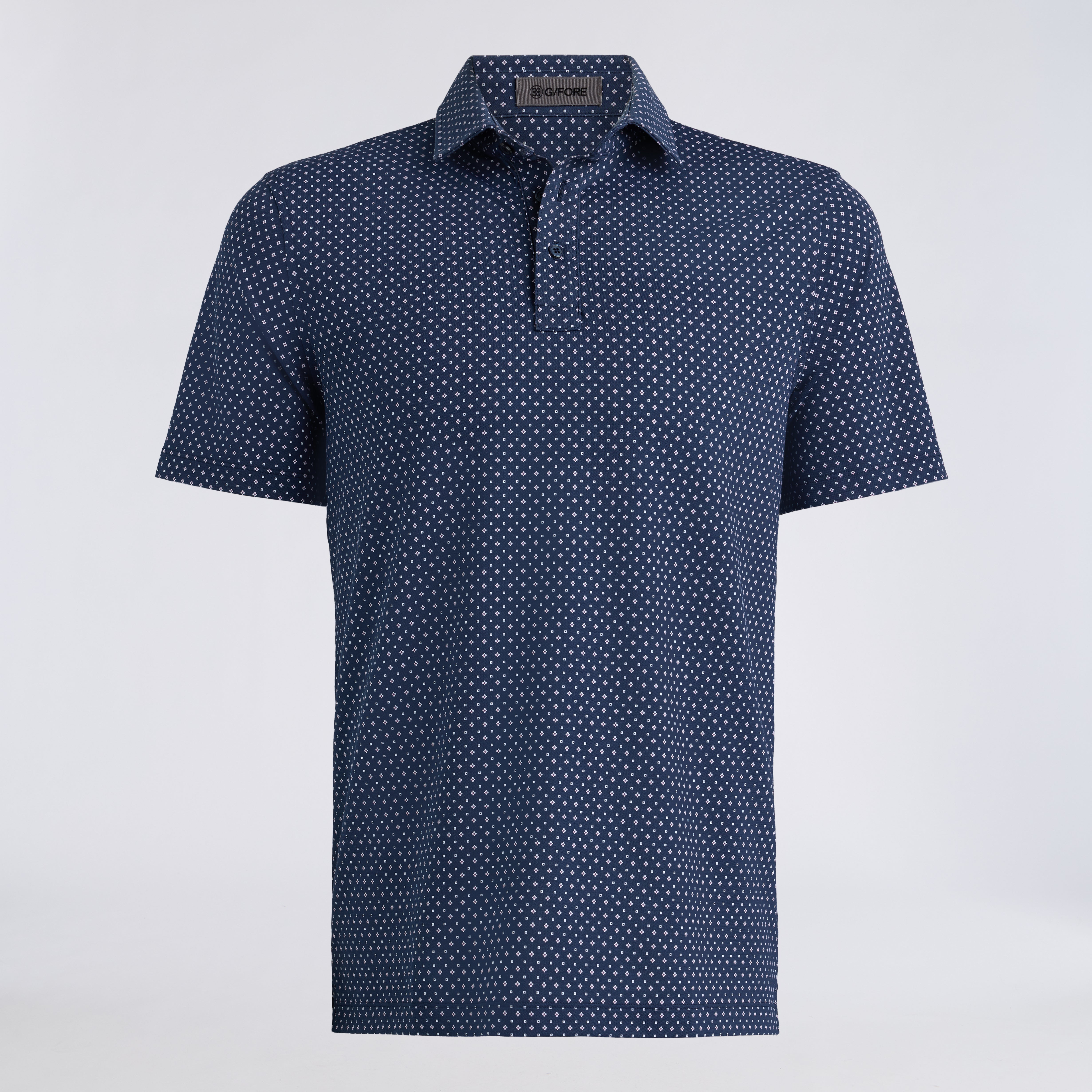 ALL PLAY FOULARD GEO STRETCH KNIT POLO TWILIGHT/SNOW