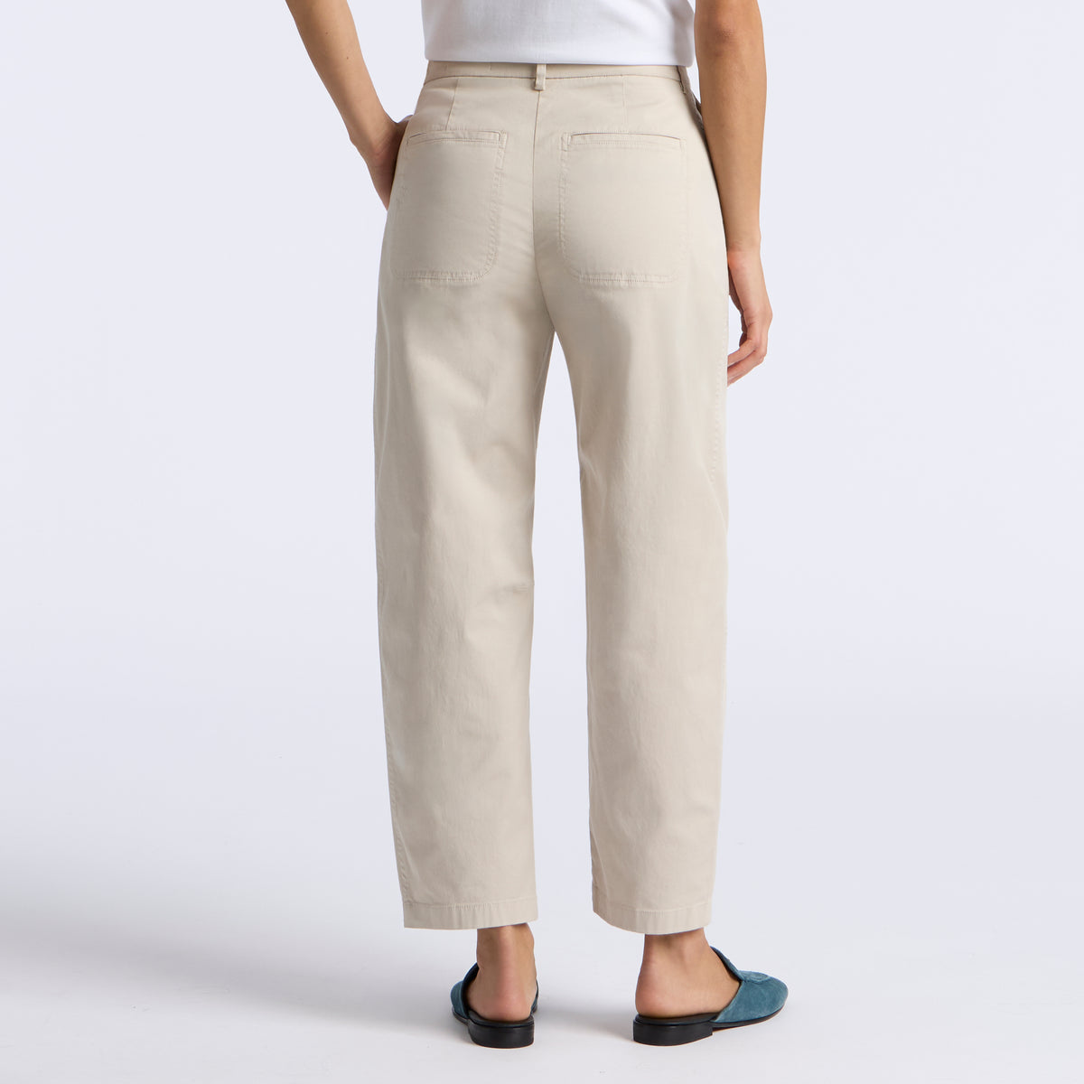 LTD Release Stretch Cotton Gabardine Barrel Leg Trouser Pumice