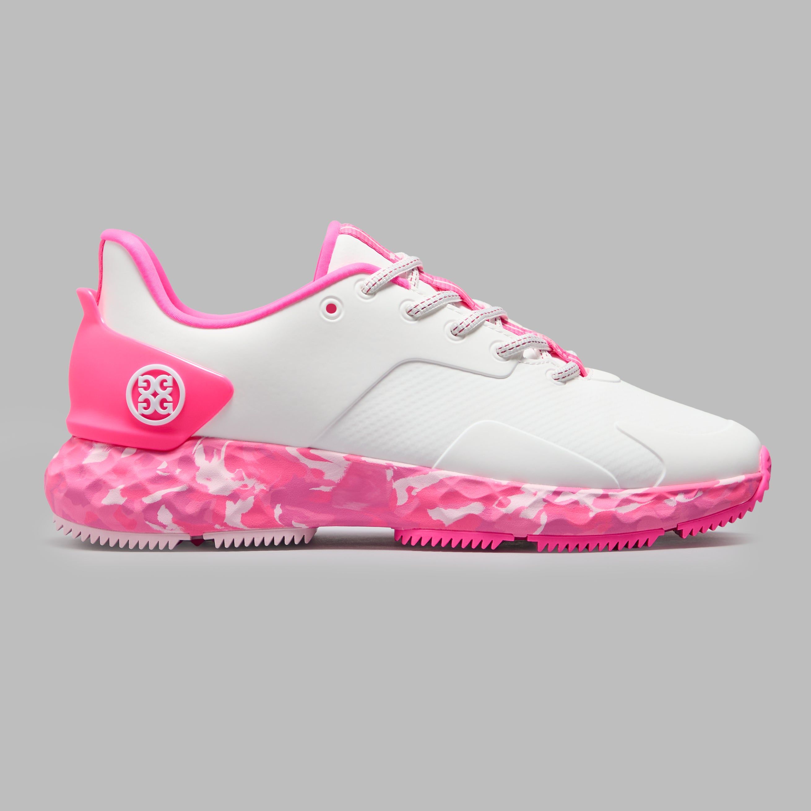 WOMEN'S MG4+ CAMO SOLE GOLF SHOE SNOW/KNOCKOUT PINK