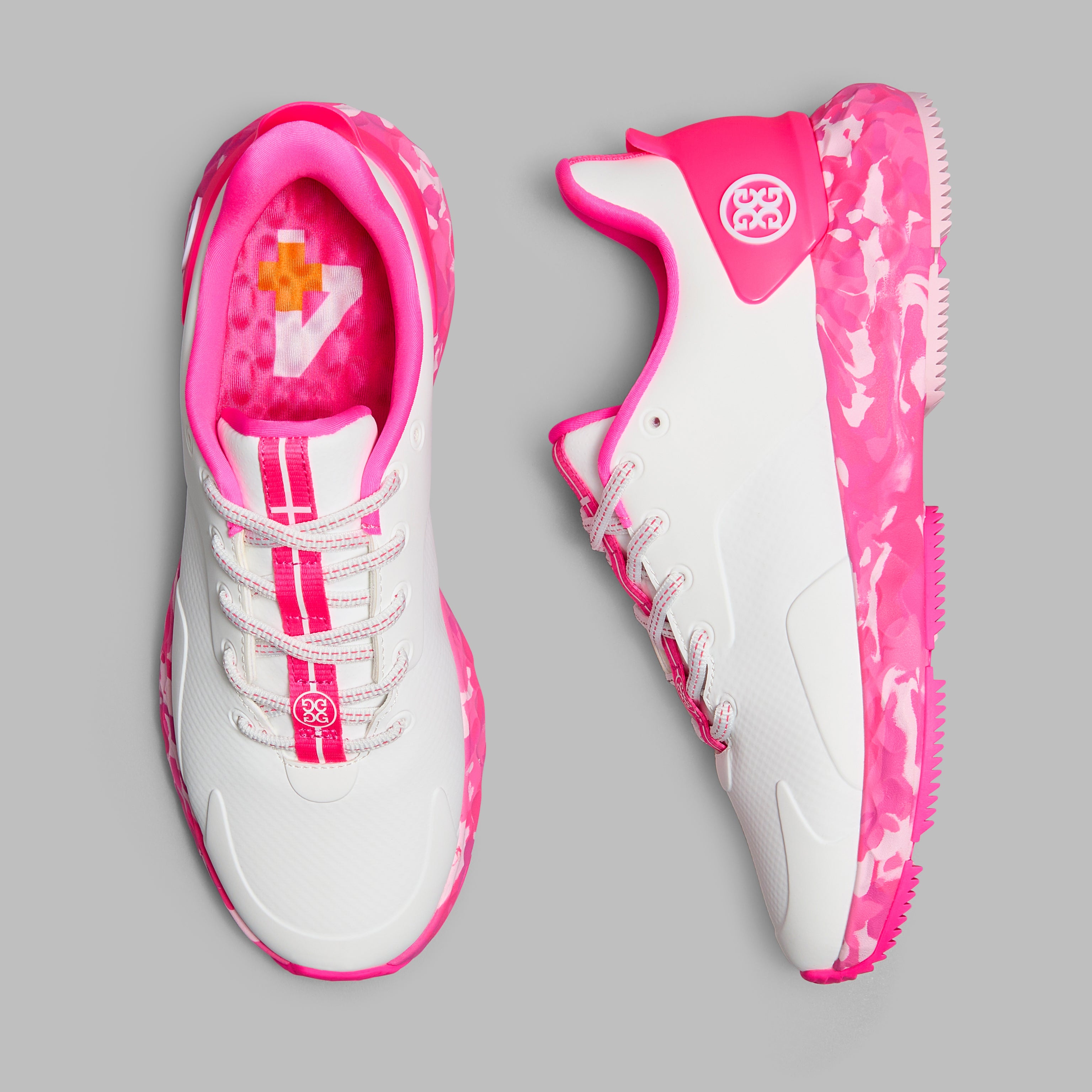 WOMEN'S MG4+ CAMO SOLE GOLF SHOE SNOW/KNOCKOUT PINK