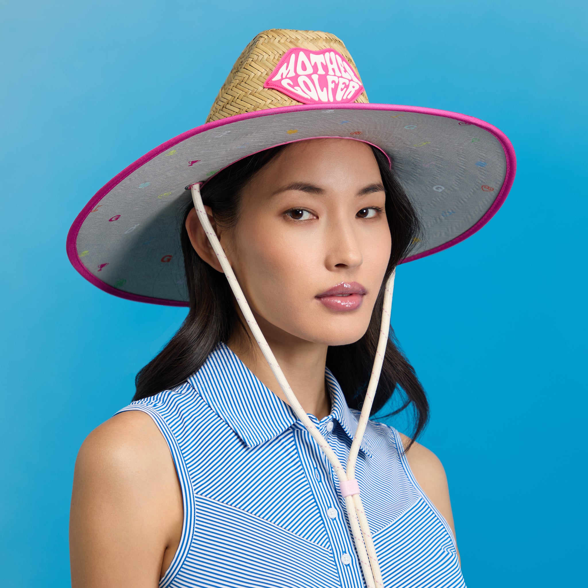 Mother Golfer Straw Hat SNOW/KNOCKOUT PINK