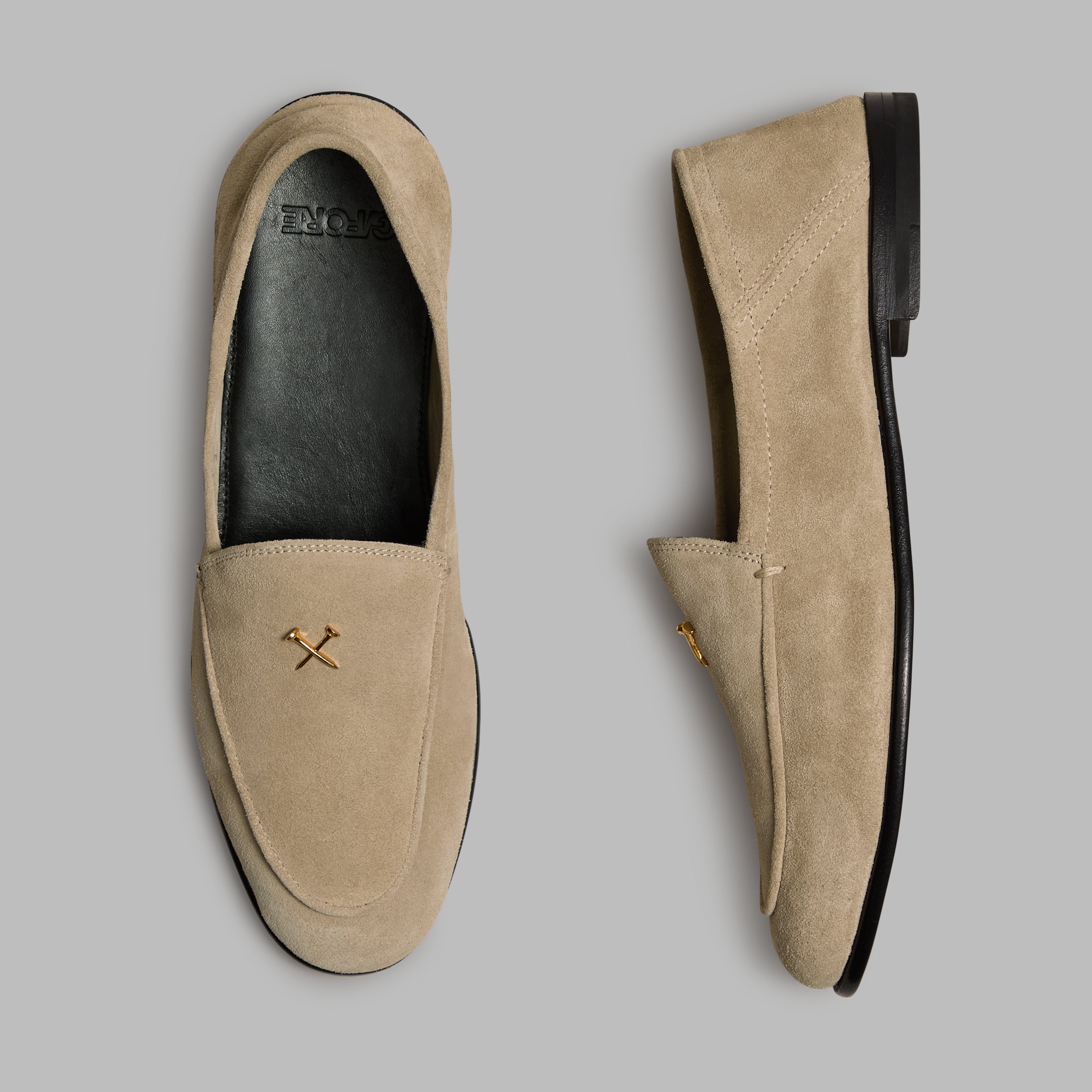Women's Metal Tees Suede Flex Loafer Pumice