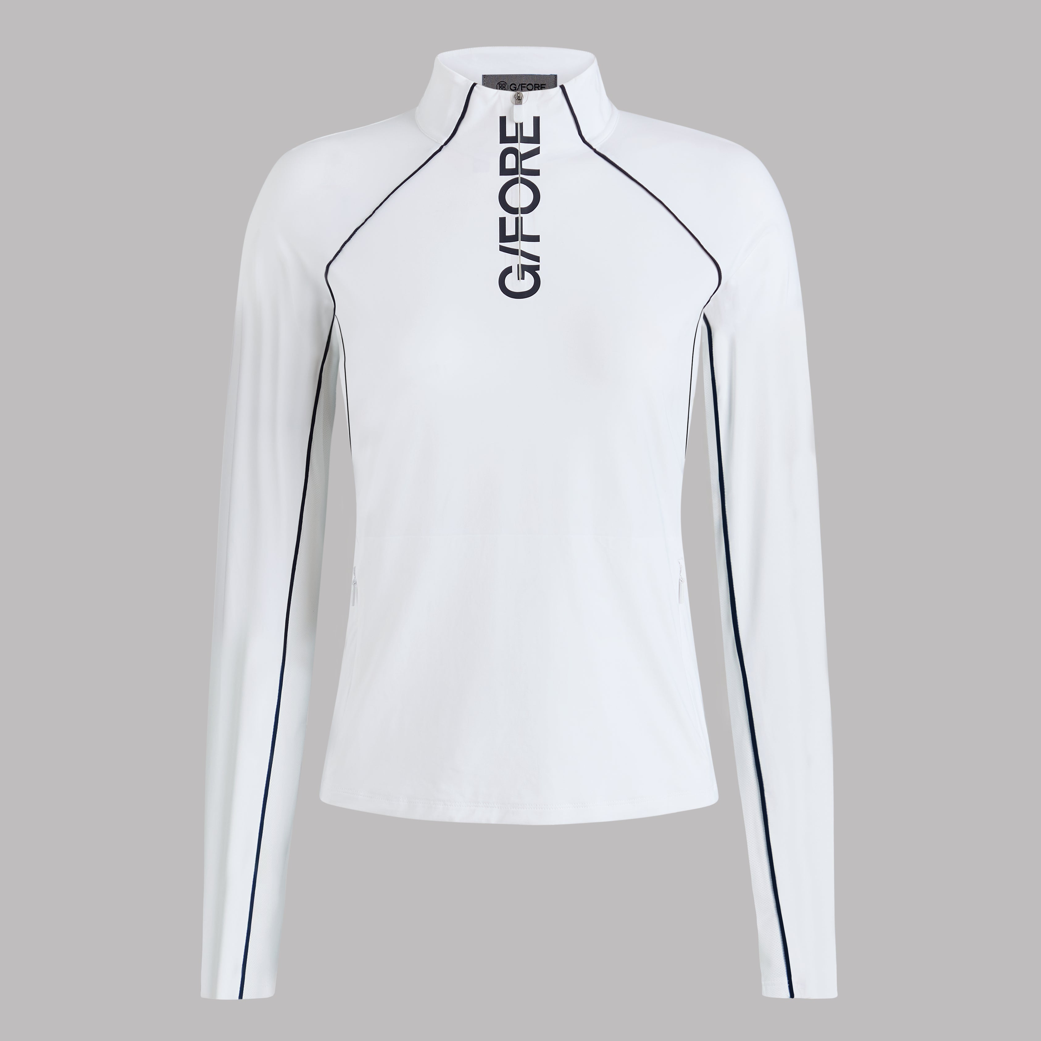 CONTRAST MESH SILKY TECH NYLON 1/4 ZIP PULLOVER SNOW