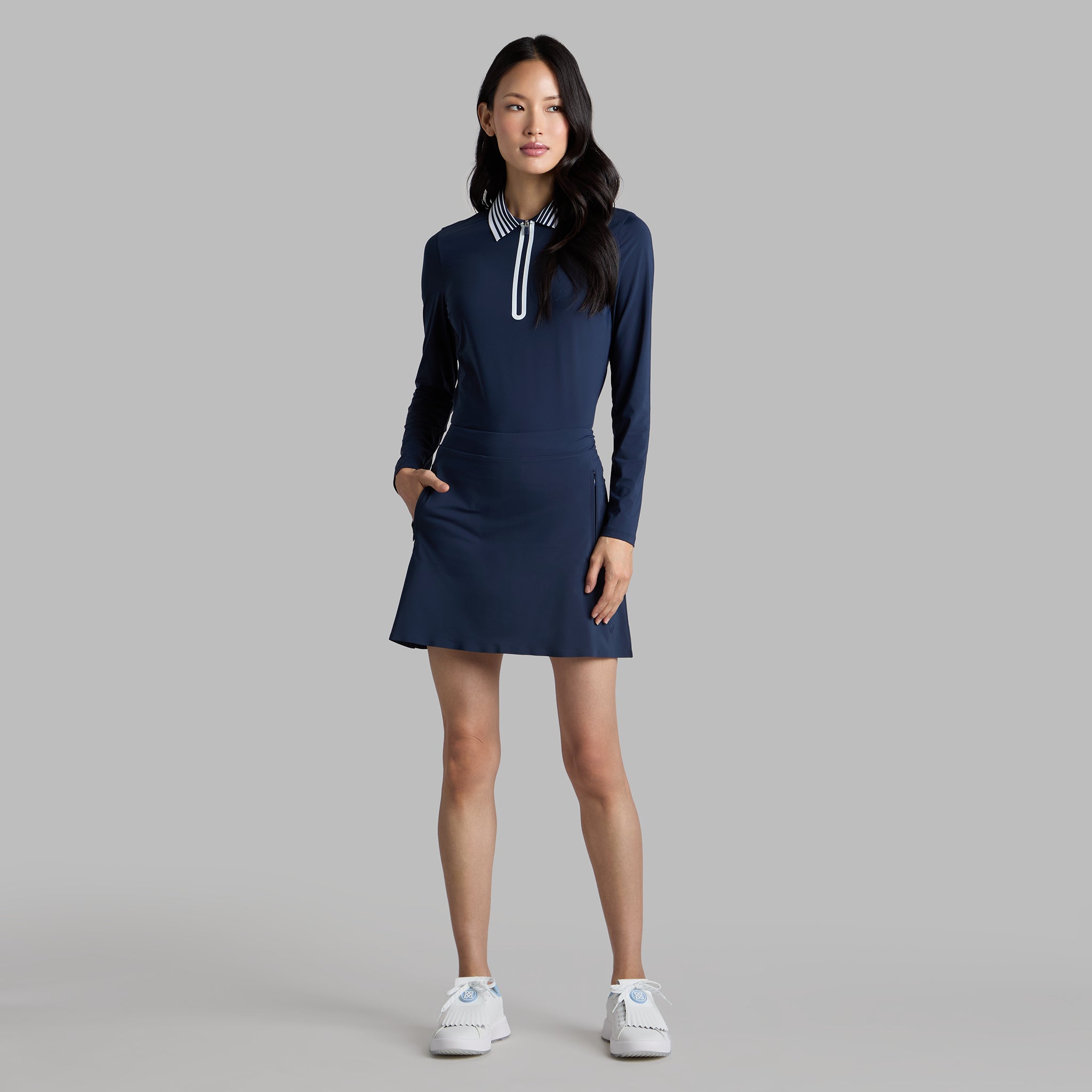 SILKY TECH NYLON QUARTER ZIP POLO TWILIGHT