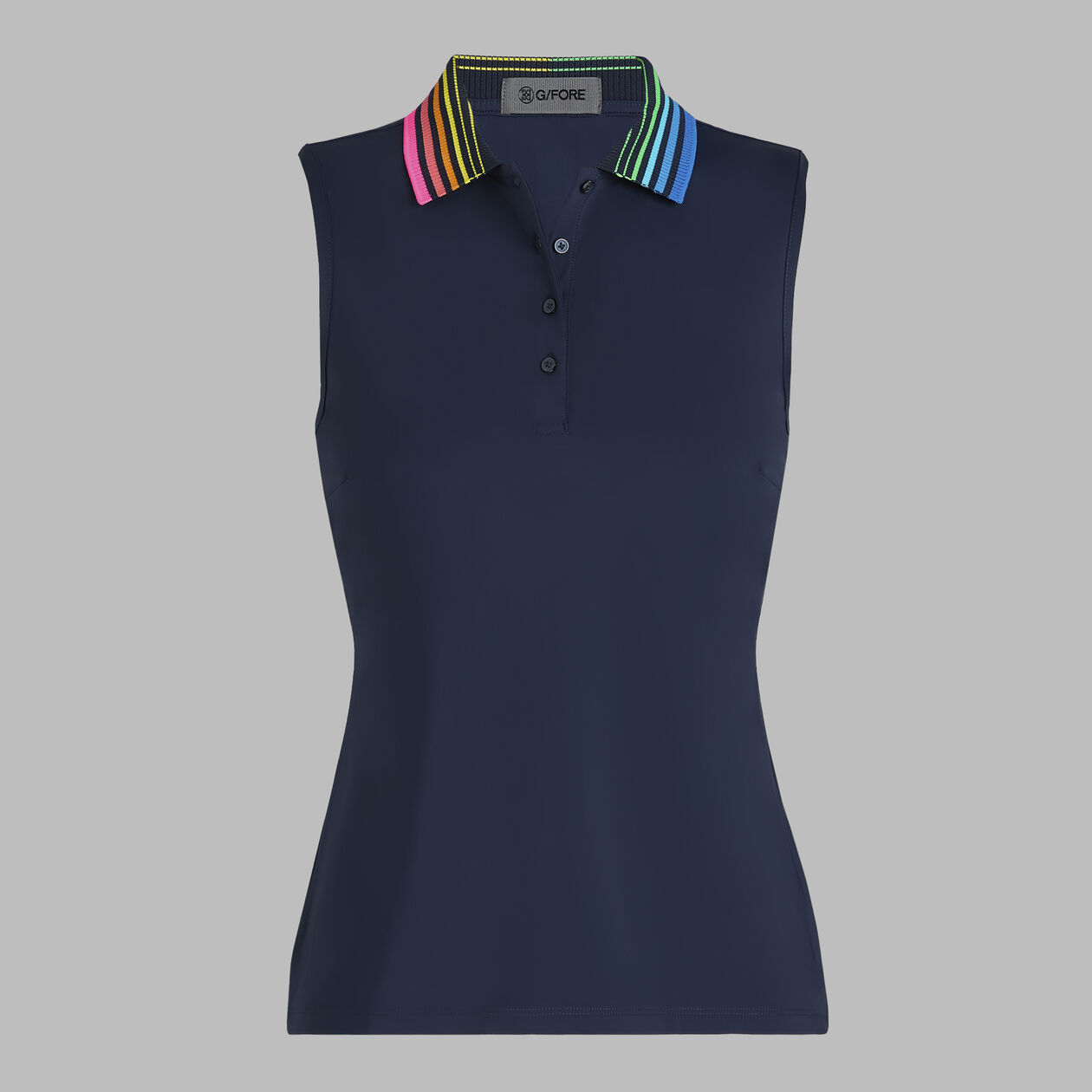 GRADIENT COLLAR SILKY TECH NYLON SLEEVELESS POLO TWILIGHT