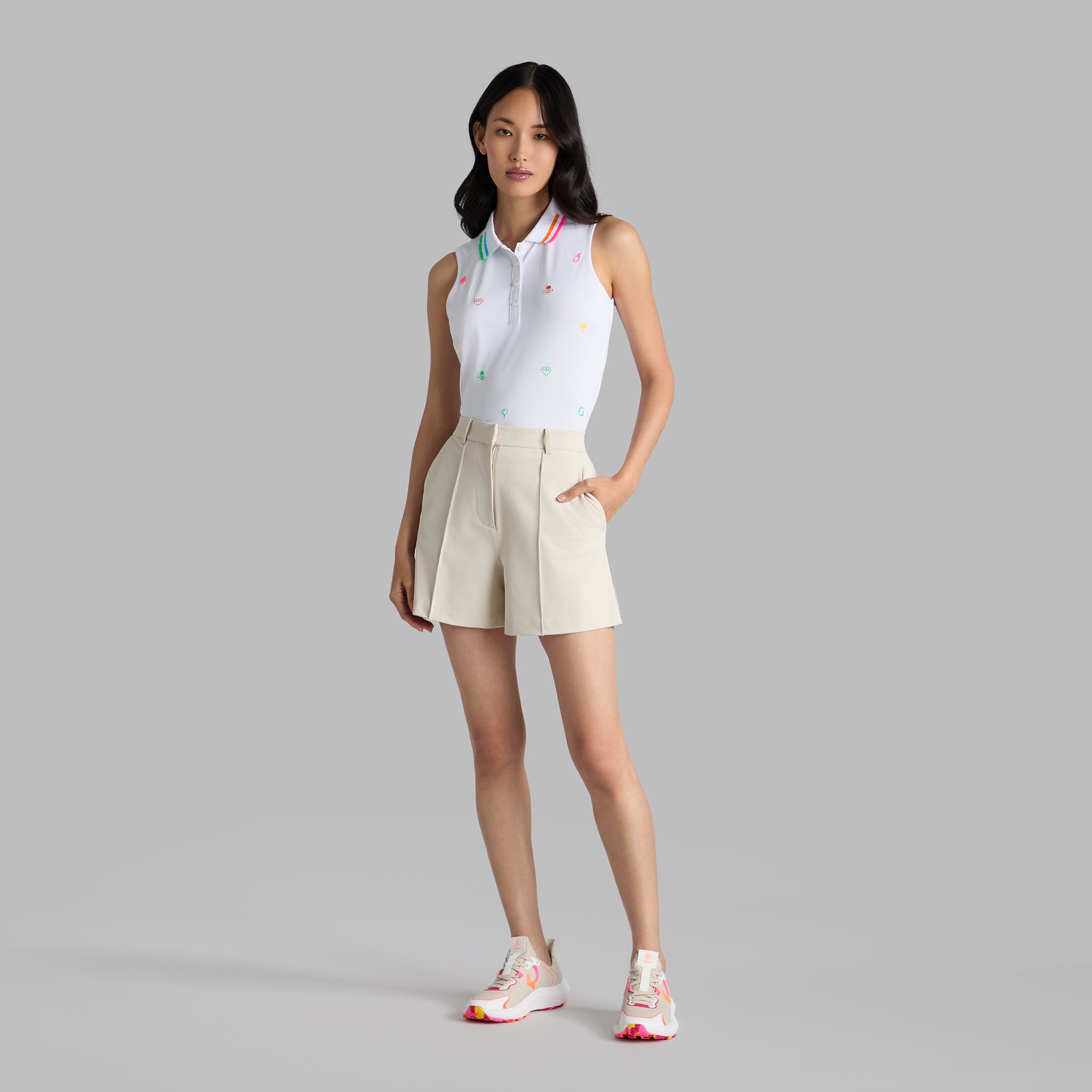 EMBROIDERED SLEEVELESS POLO SNOW