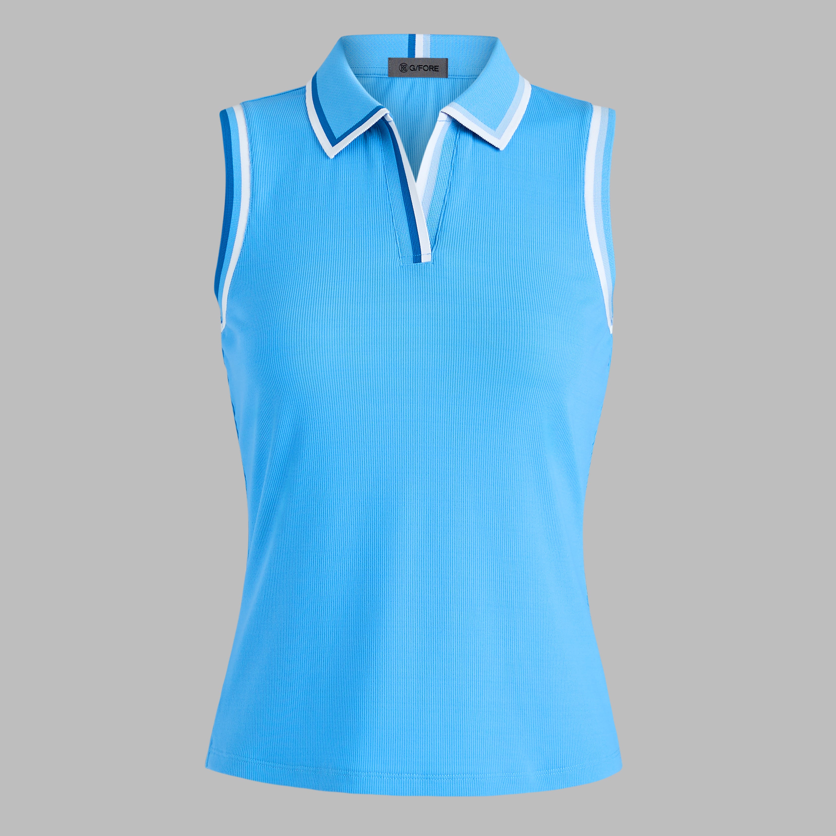 JOHNNY COLLAR TECH NYLON RIB SLEEVELESS POLO AZURE