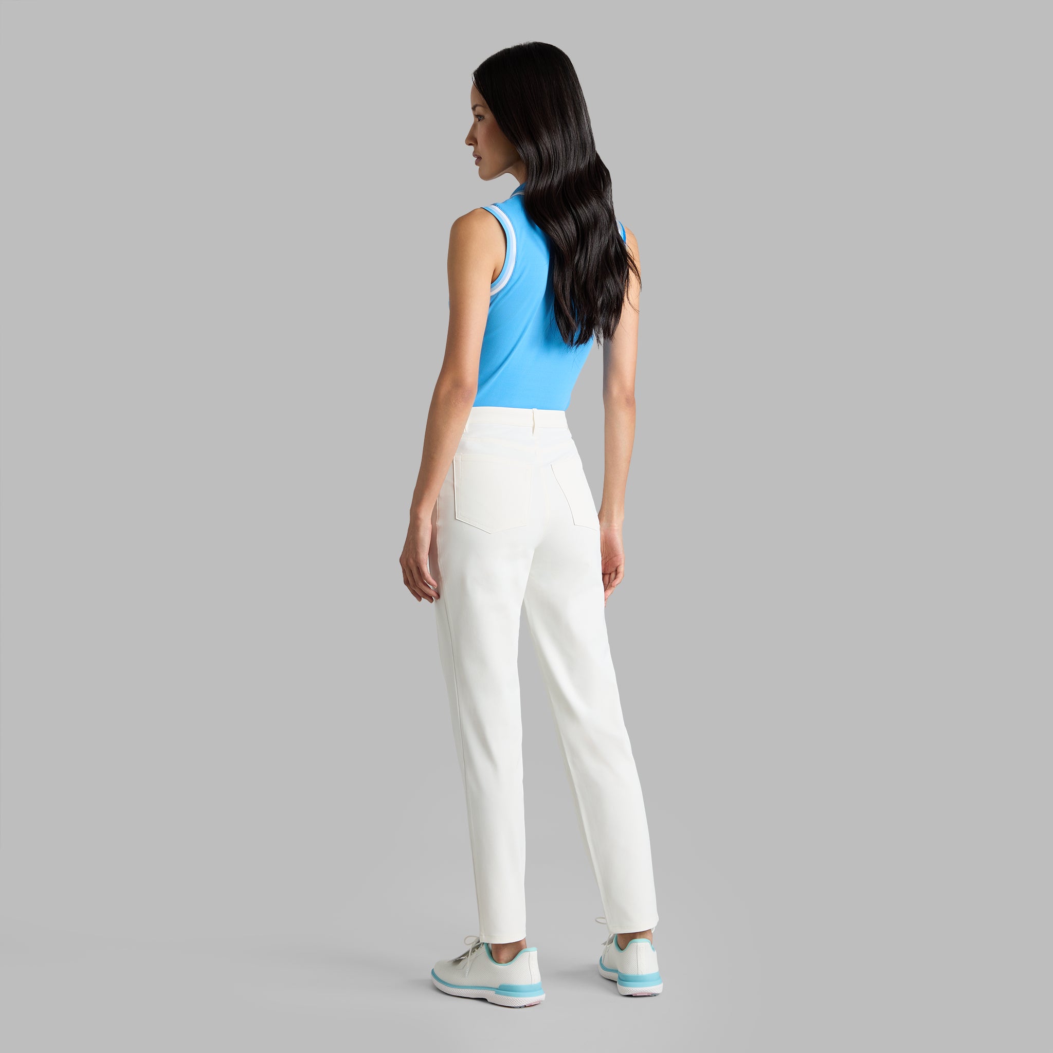 JOHNNY COLLAR TECH NYLON RIB SLEEVELESS POLO AZURE