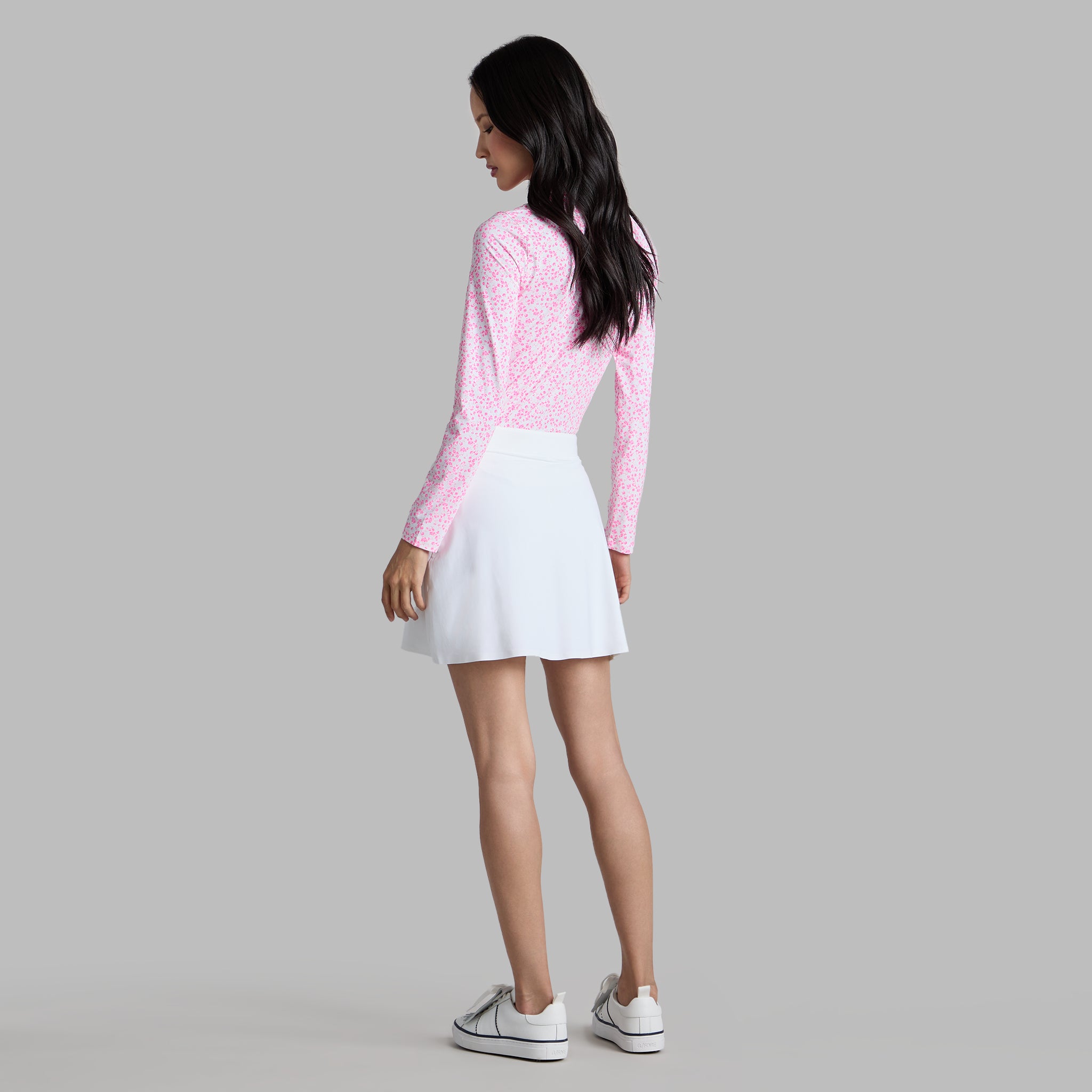 DITSY FLORAL TECH JERSEY LONG SLEEVE POLO SNOW