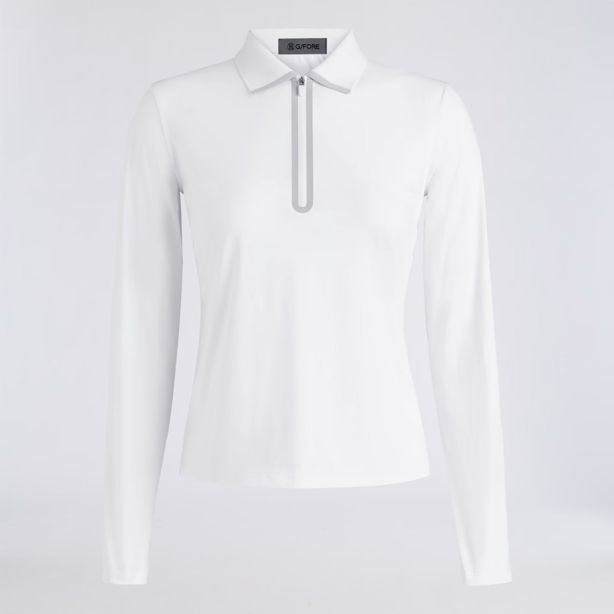 SILKY TECH NYLON LONG SLEEVE ZIP POLO SNOW