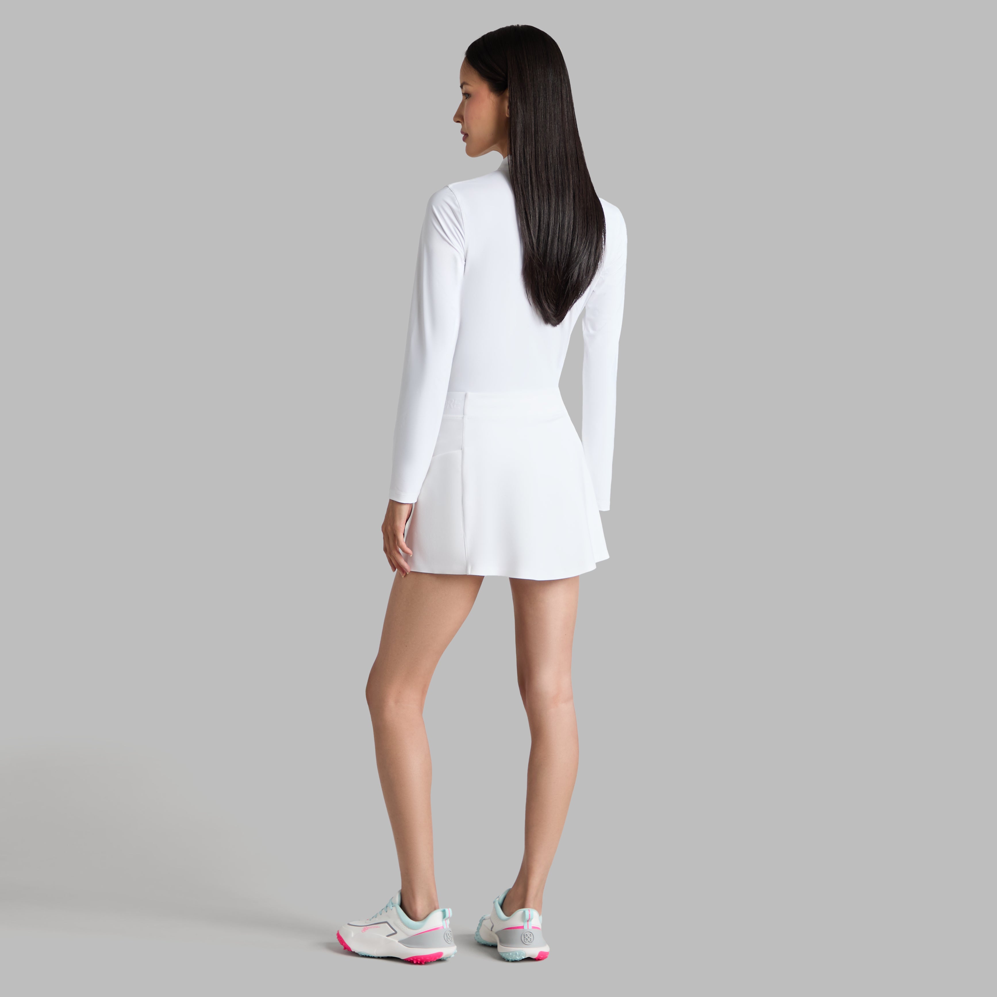 SILKY TECH NYLON LONG SLEEVE ZIP POLO SNOW