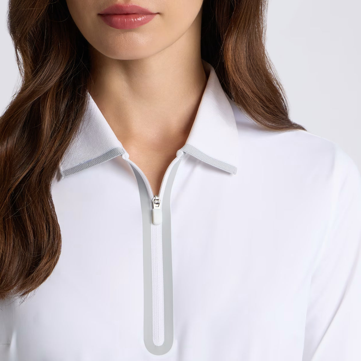 Silky Tech Nylon Long Sleeve Zip Polo Snow