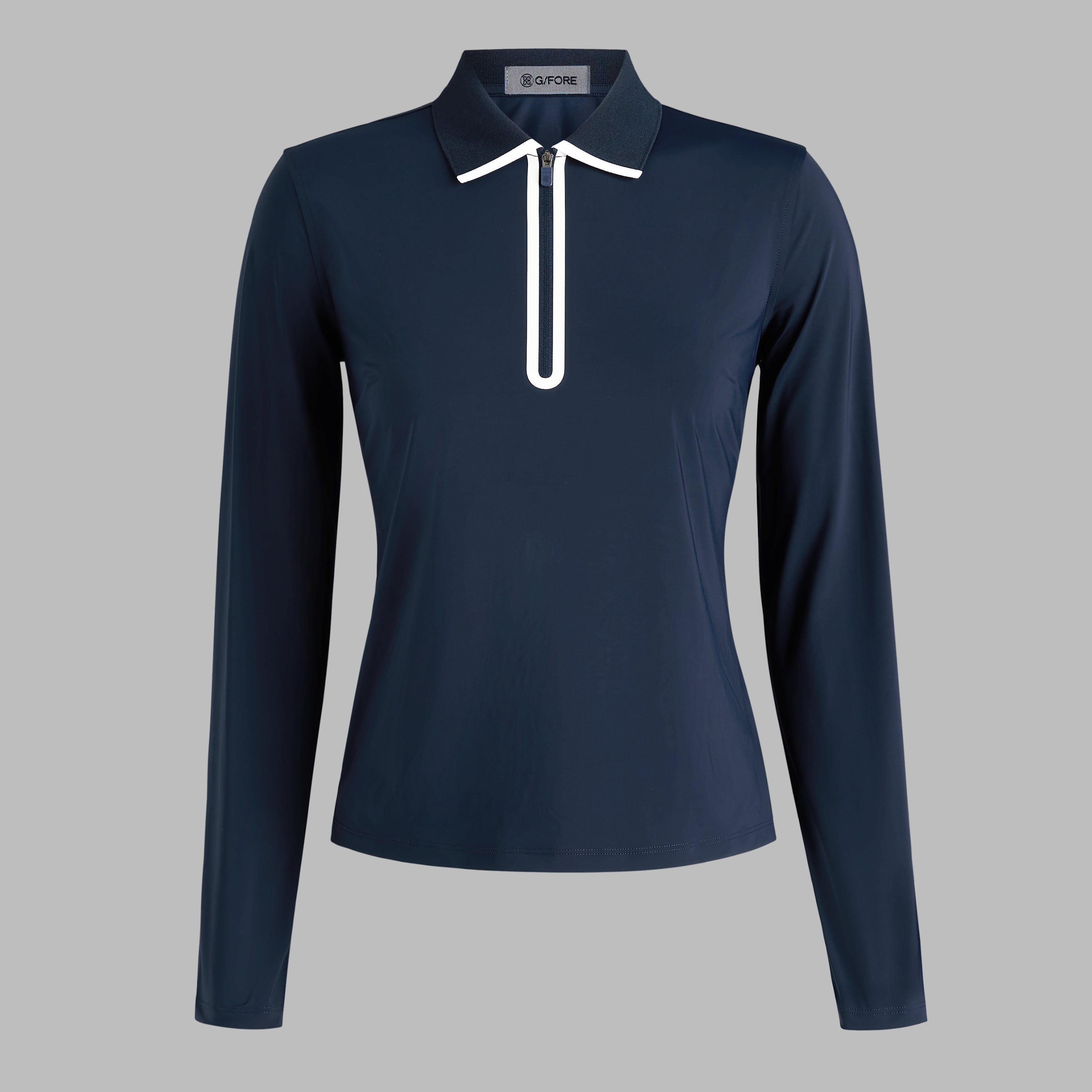 SILKY TECH NYLON LONG SLEEVE ZIP POLO TWILIGHT
