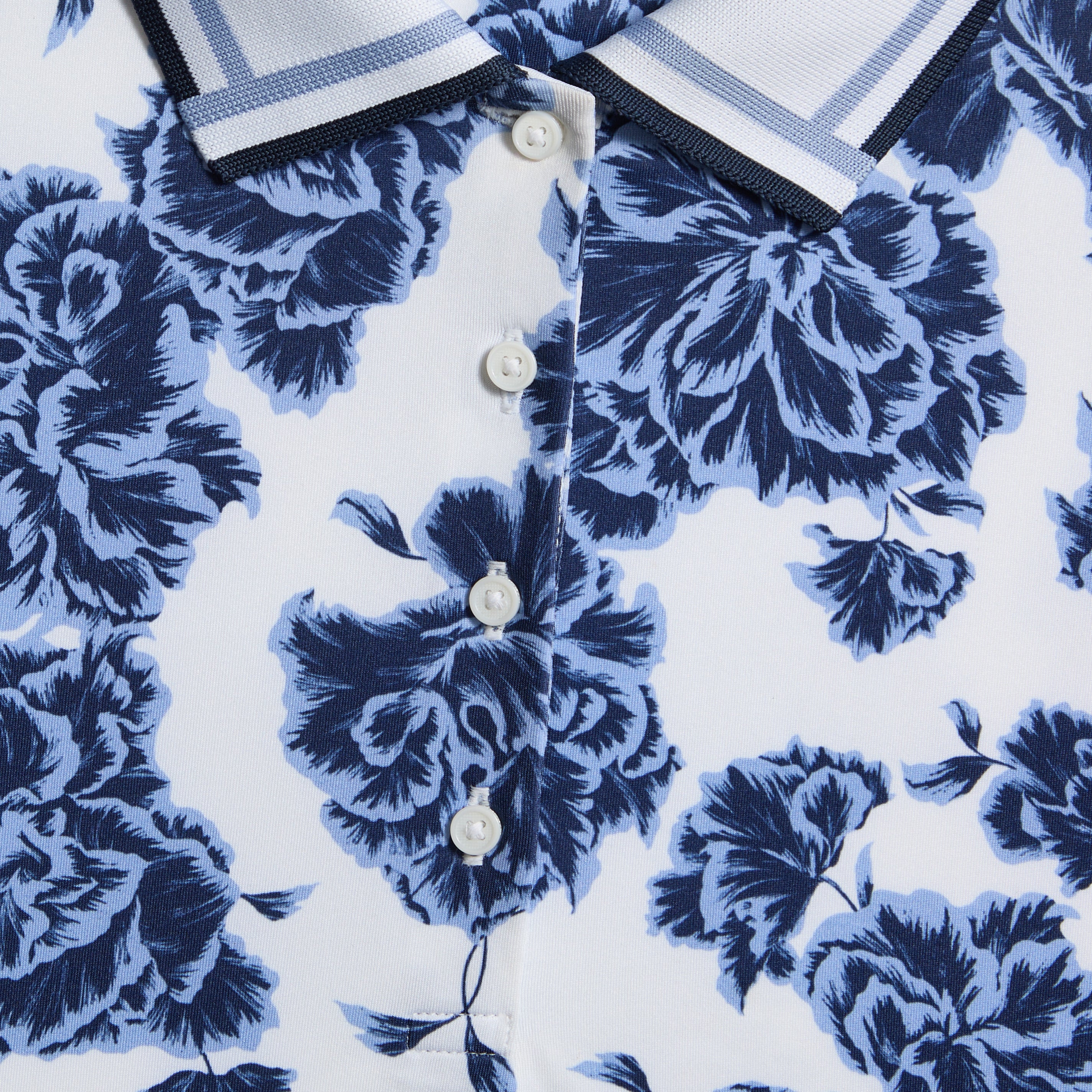 STAMPED FLORAL TECH JERSEY SLEEVELESS POLO WILLOW