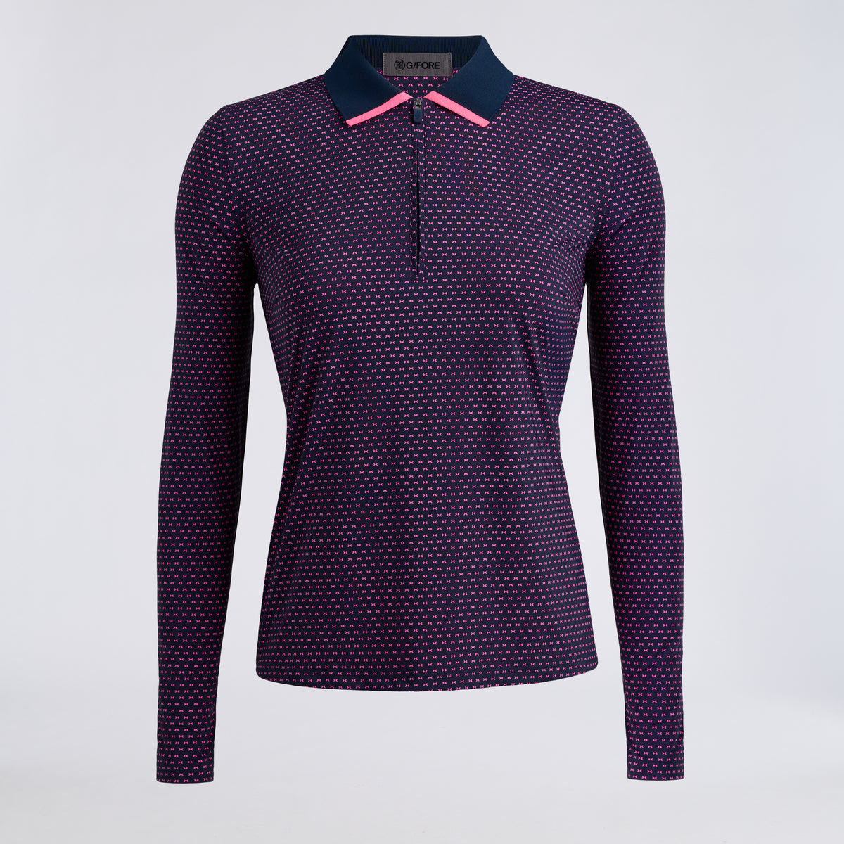 GEO 2 SILKY TECH NYLON LONG SLEEVE 1/4 ZIP POLO TWILIGHT/KNOCKOUT PINK