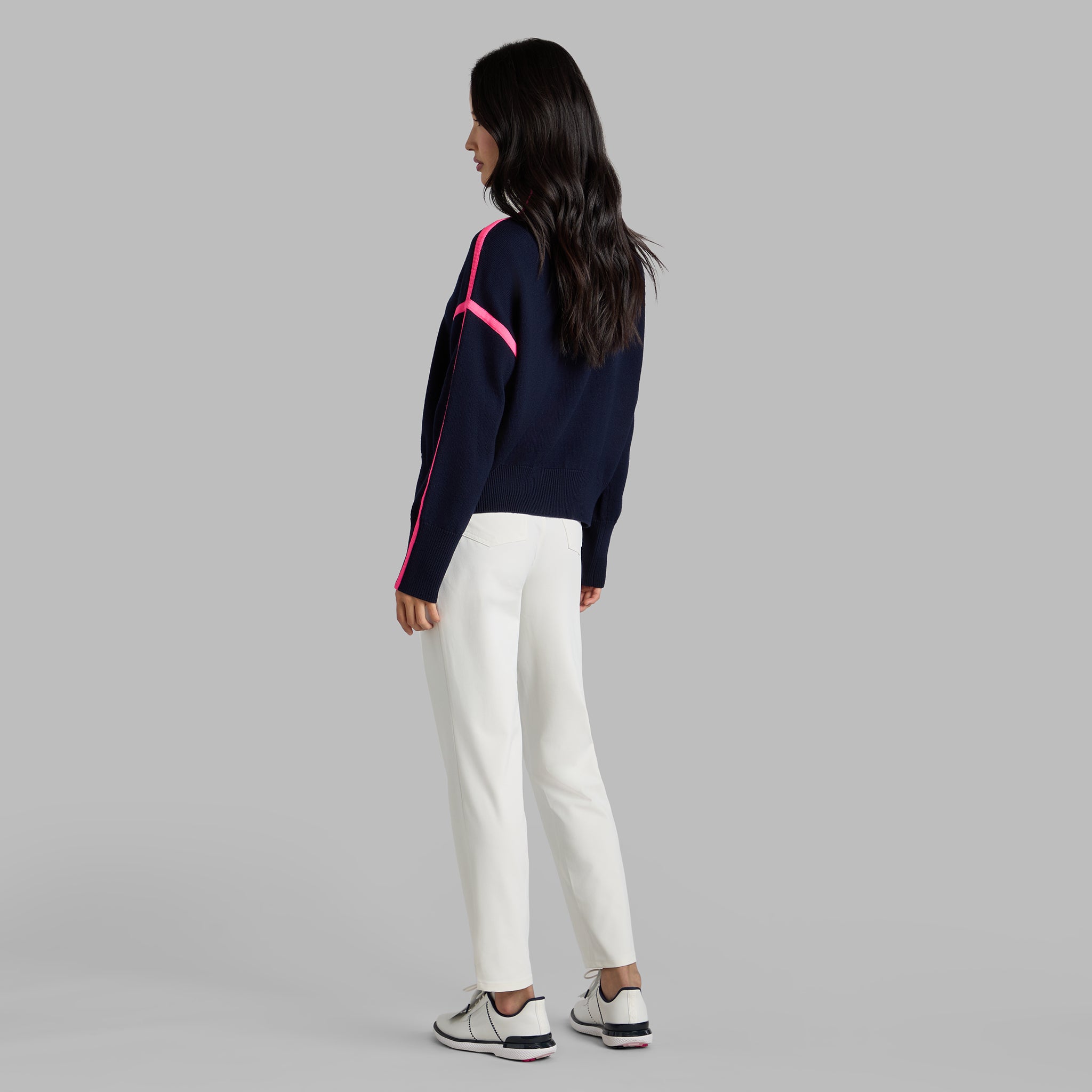 Merino Wool Contrast Stripe Turtleneck Sweater TWILIGHT