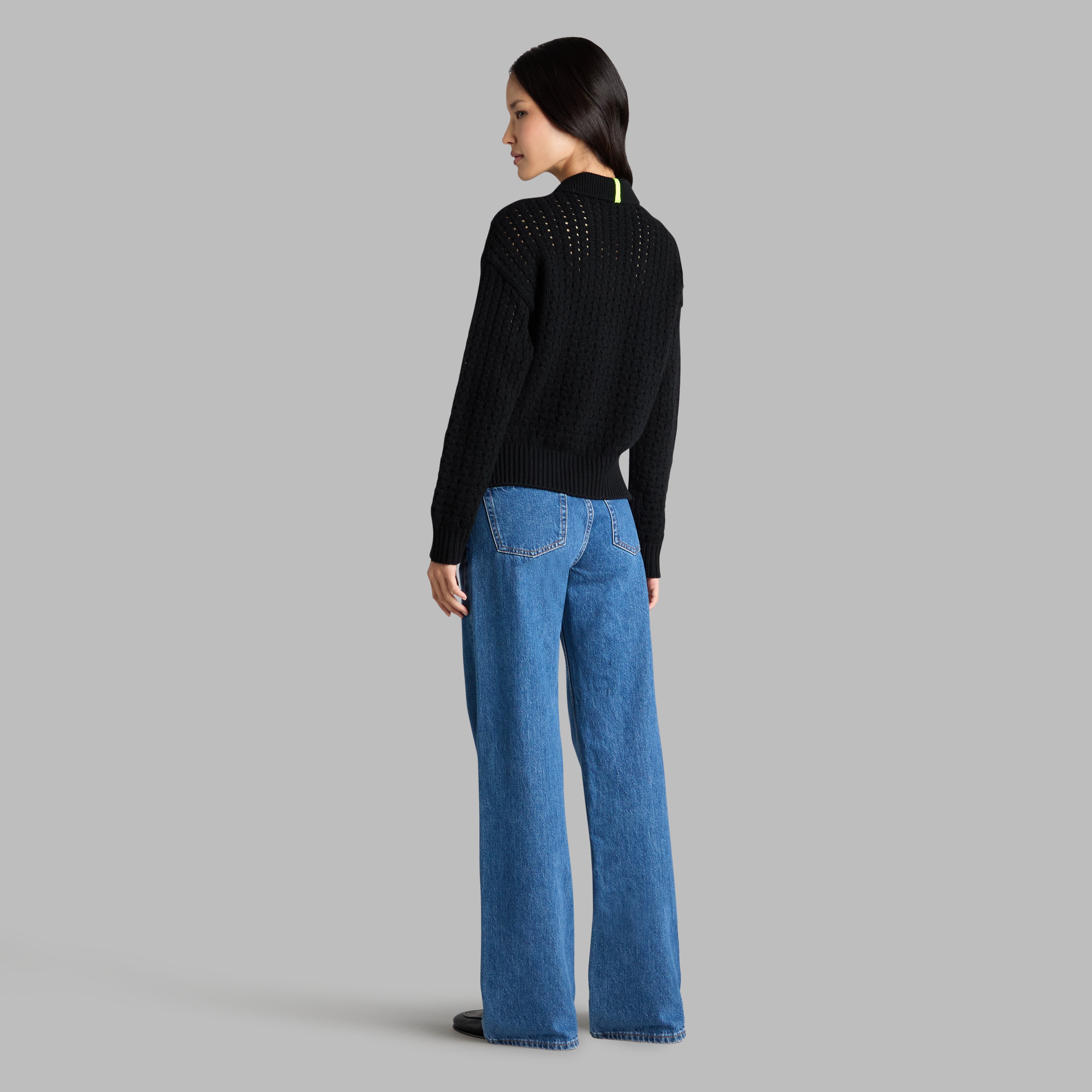 Open Knit Wool Cashmere Polo ONYX
