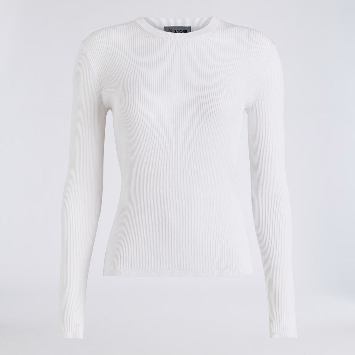 Cotton Blend Rib Knit Fitted Top Snow