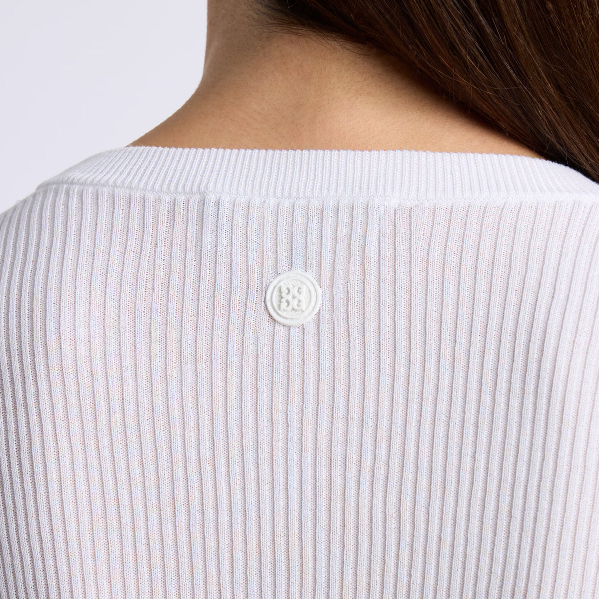 Cotton Blend Rib Knit Fitted Top Snow