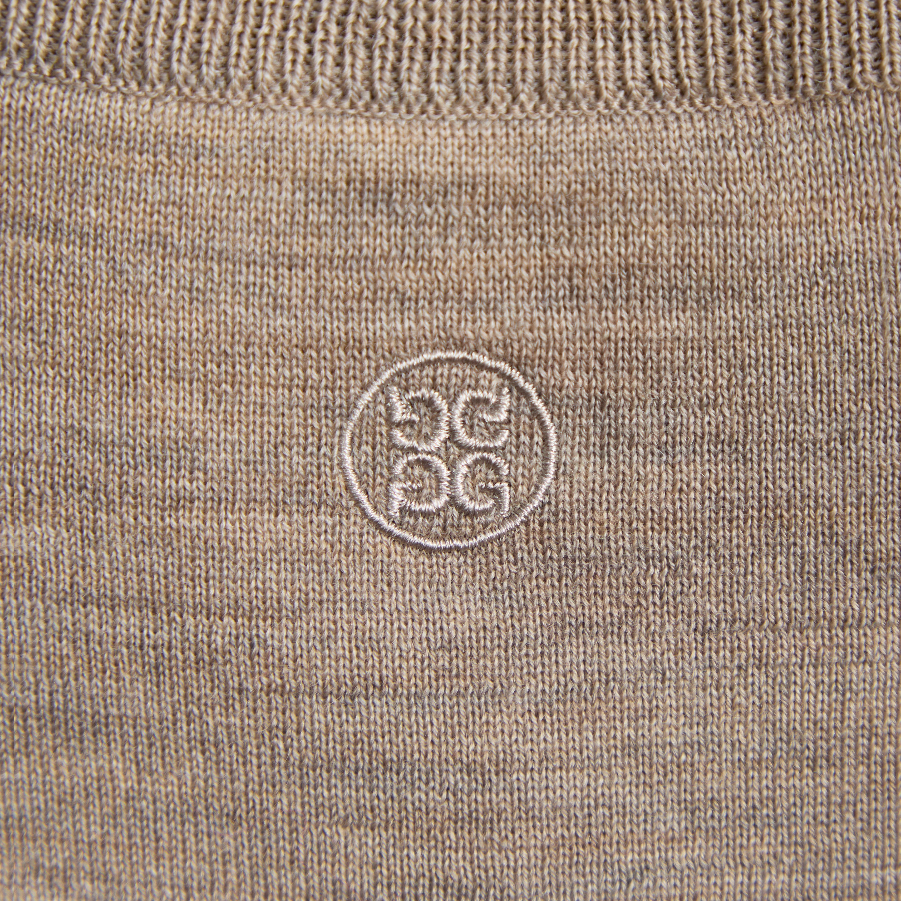 MERINO WOOL COTTON PLAITED 1/4 ZIP SWEATER DUNE MELANGE