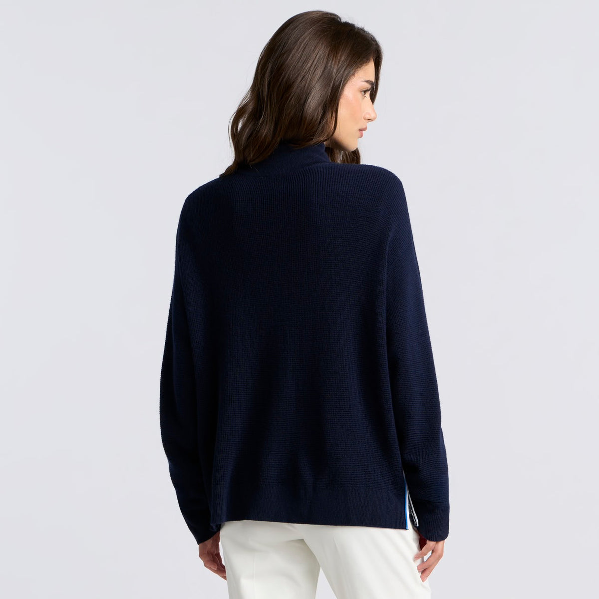 Waffle Knit Merino Wool 1/4 Zip Sweater Twilight