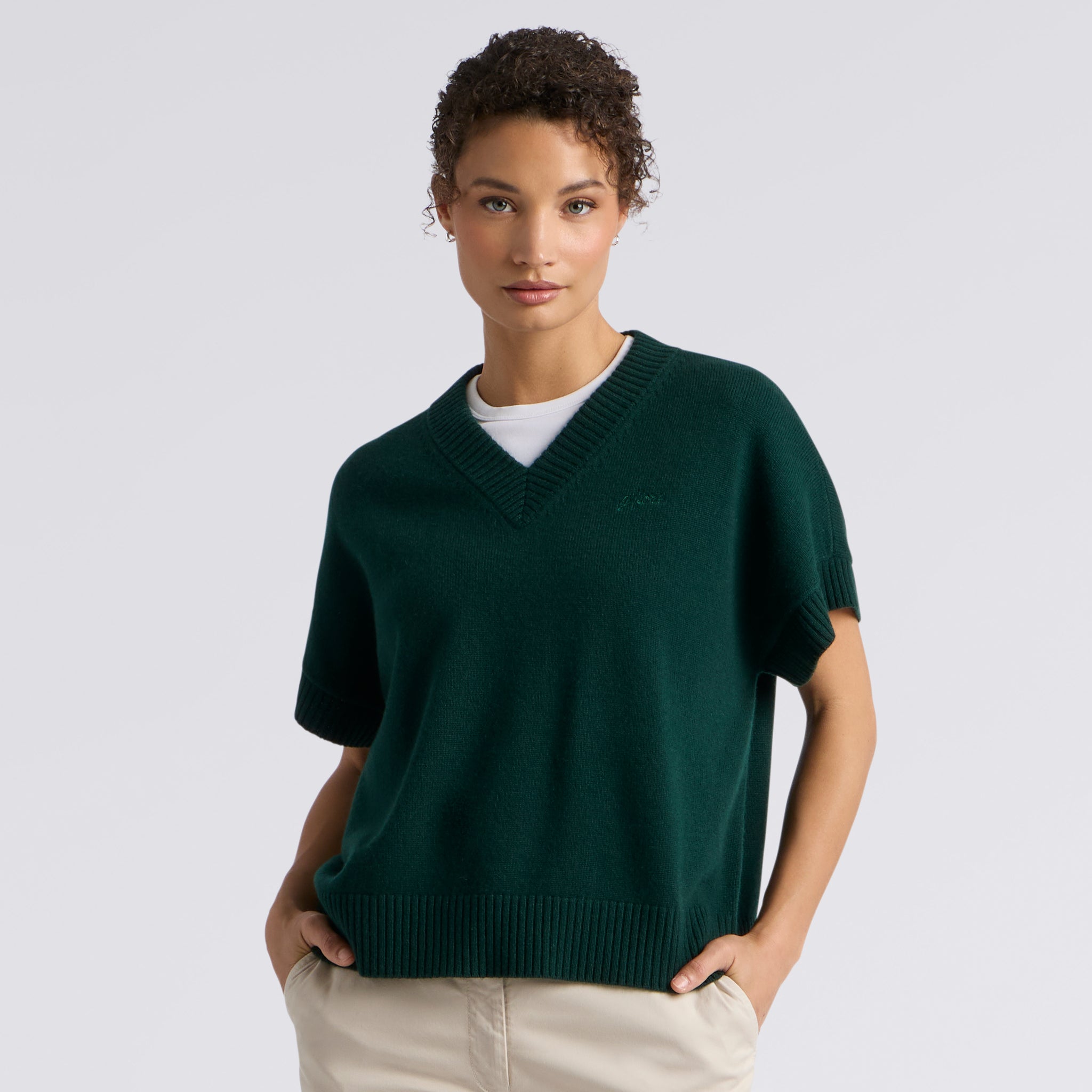 G SCRIBE OVERSIZED CASHMERE SWEATER VEST PINE