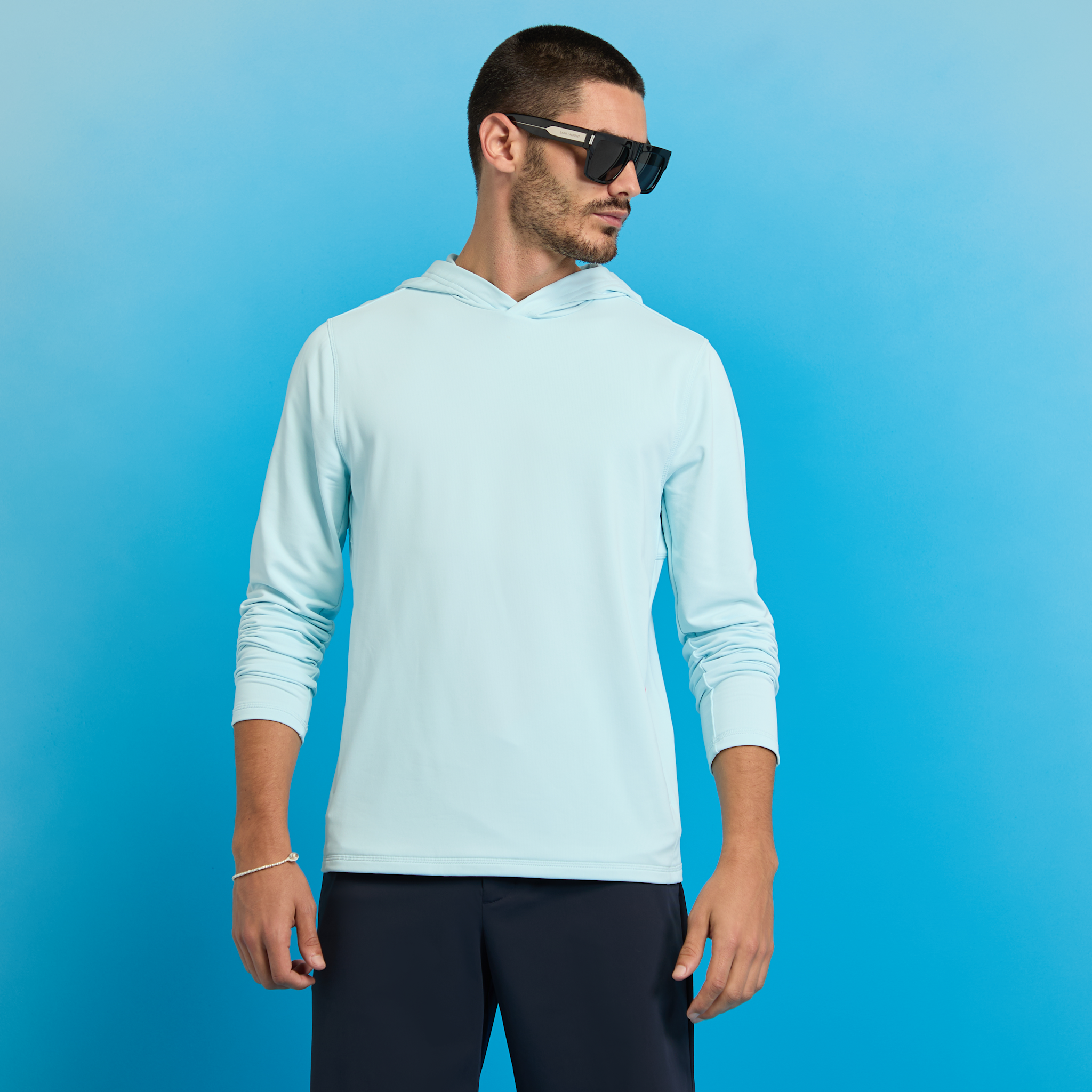 BRUSHED BACK TECH HOODIE LIGHT DAYBREAK