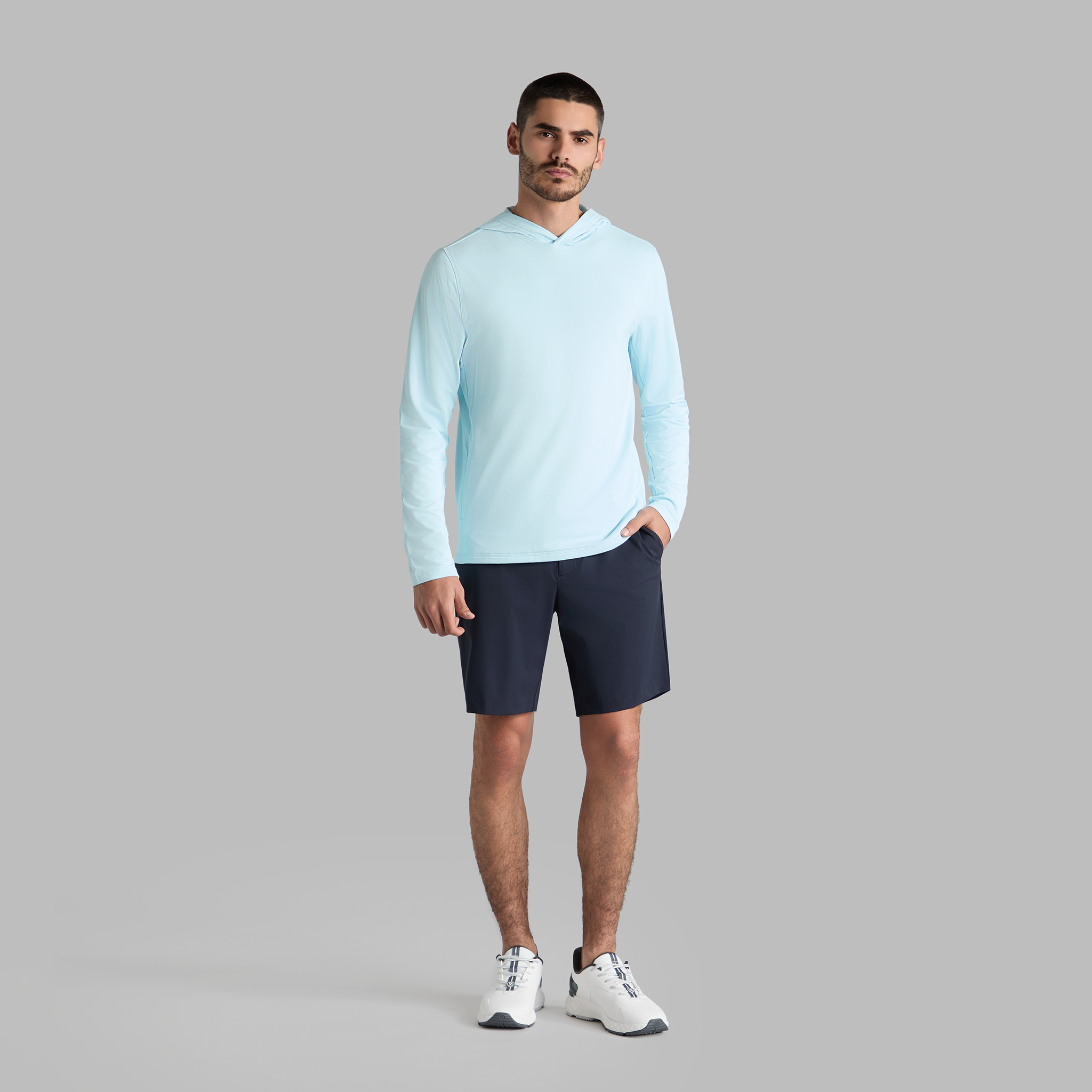BRUSHED BACK TECH HOODIE LIGHT DAYBREAK
