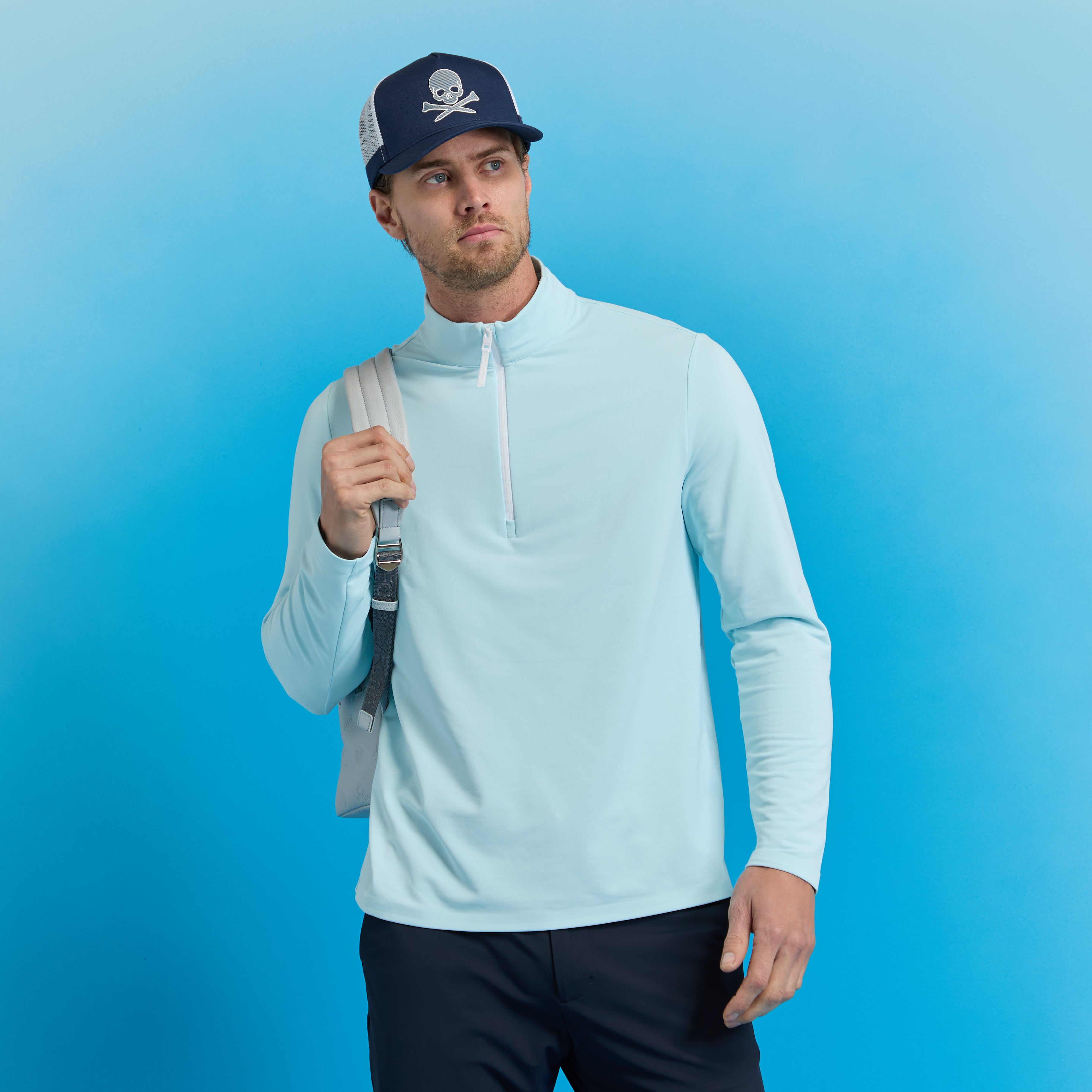 BRUSHED BACK TECH 1/4 ZIP PULLOVER DAYBREAK