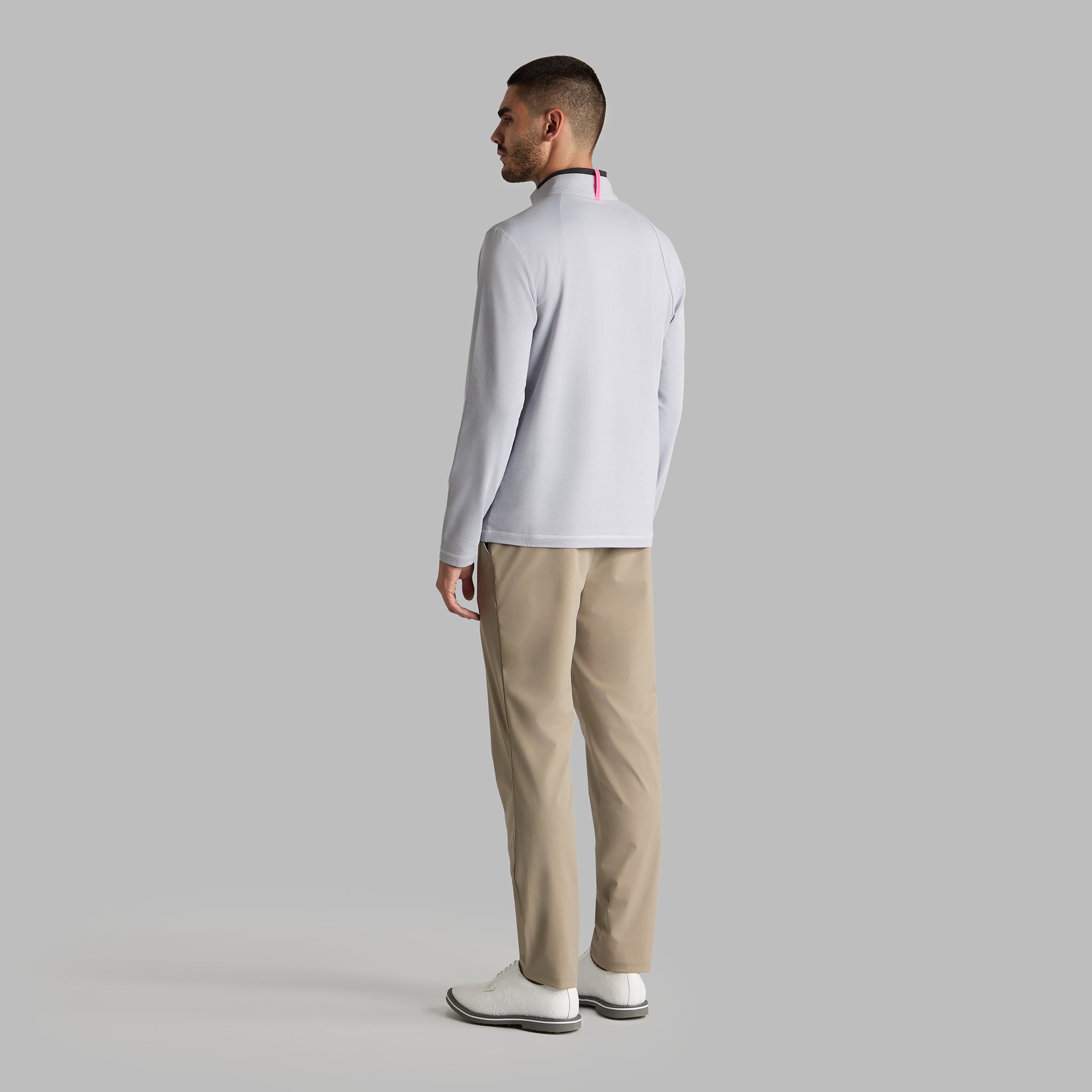 BRUSHED BACK TECH 1/4 ZIP PULLOVER LIGHT GREY MELANGE