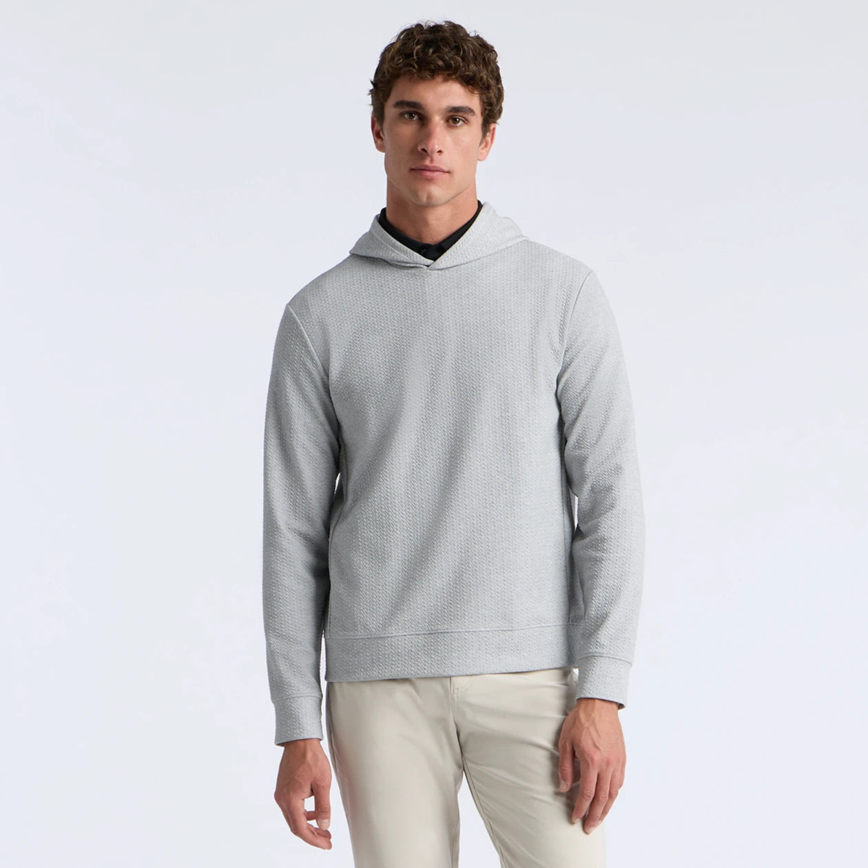 PEBBLE QUILTED HOODIE NIMBUS MELANGE