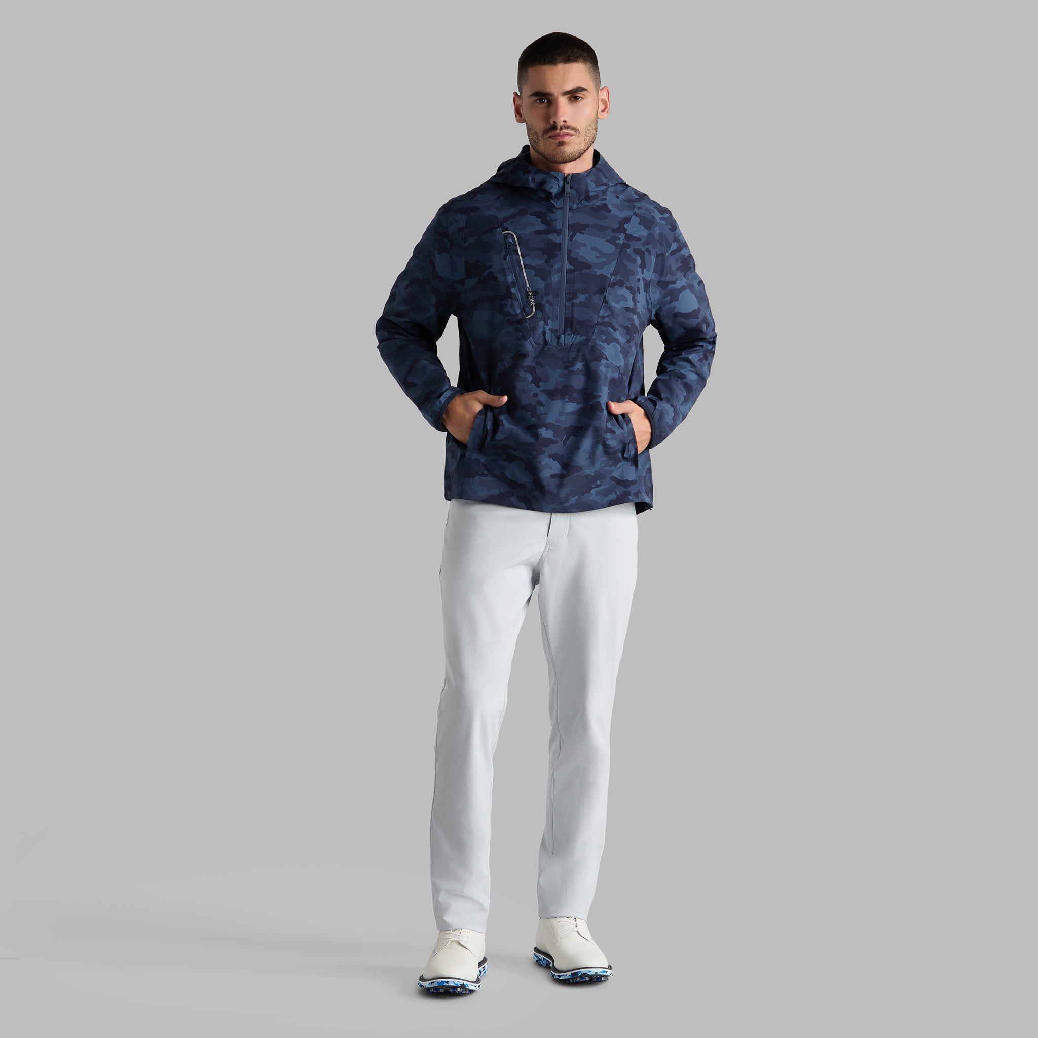 CRINKLE HOODED QUARTER ZIP PULLOVER TWILIGHT CAMO