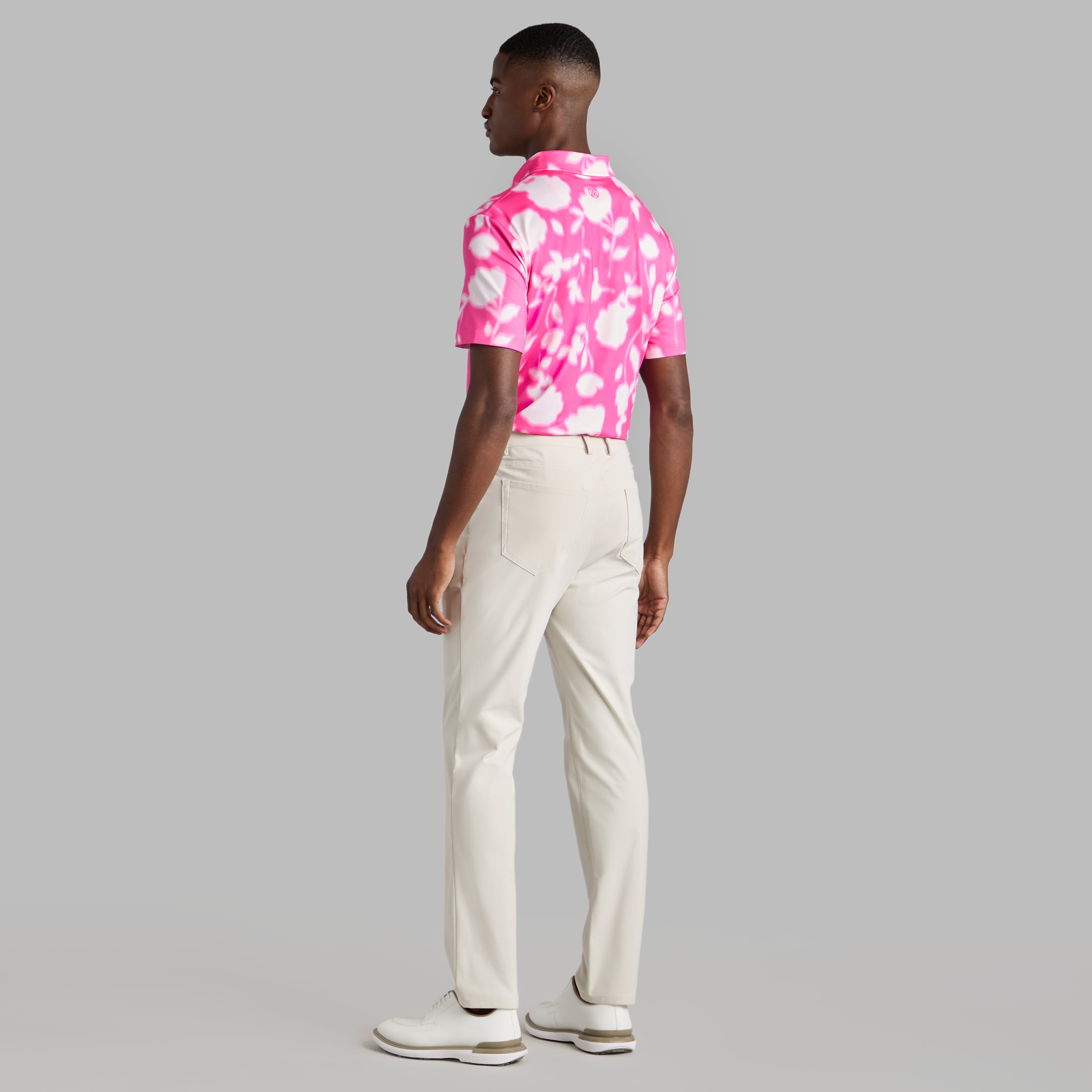 BLUR FLORAL TECH JERSEY POLO KNOCKOUT PINK