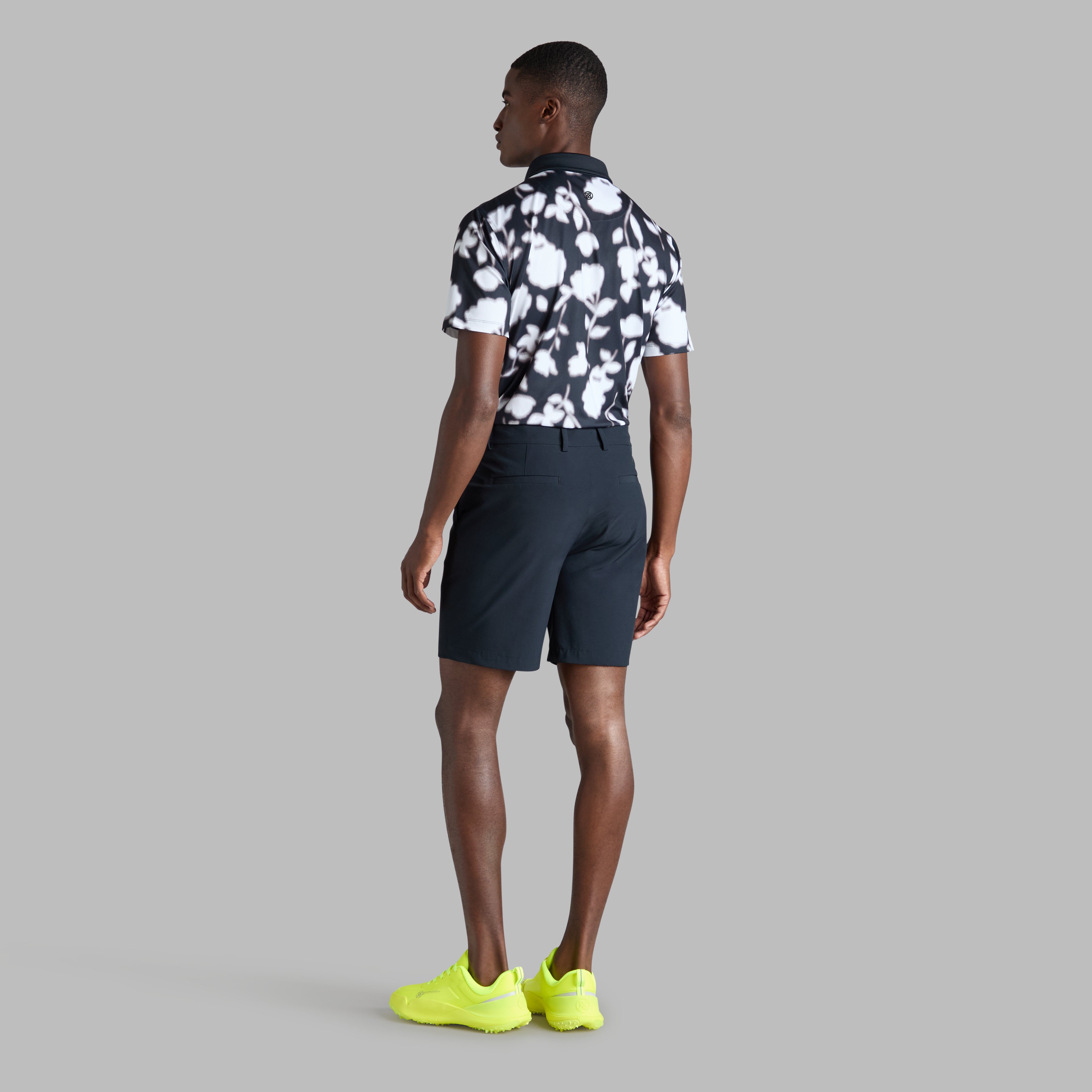 BLUR FLORAL TECH JERSEY POLO ONYX