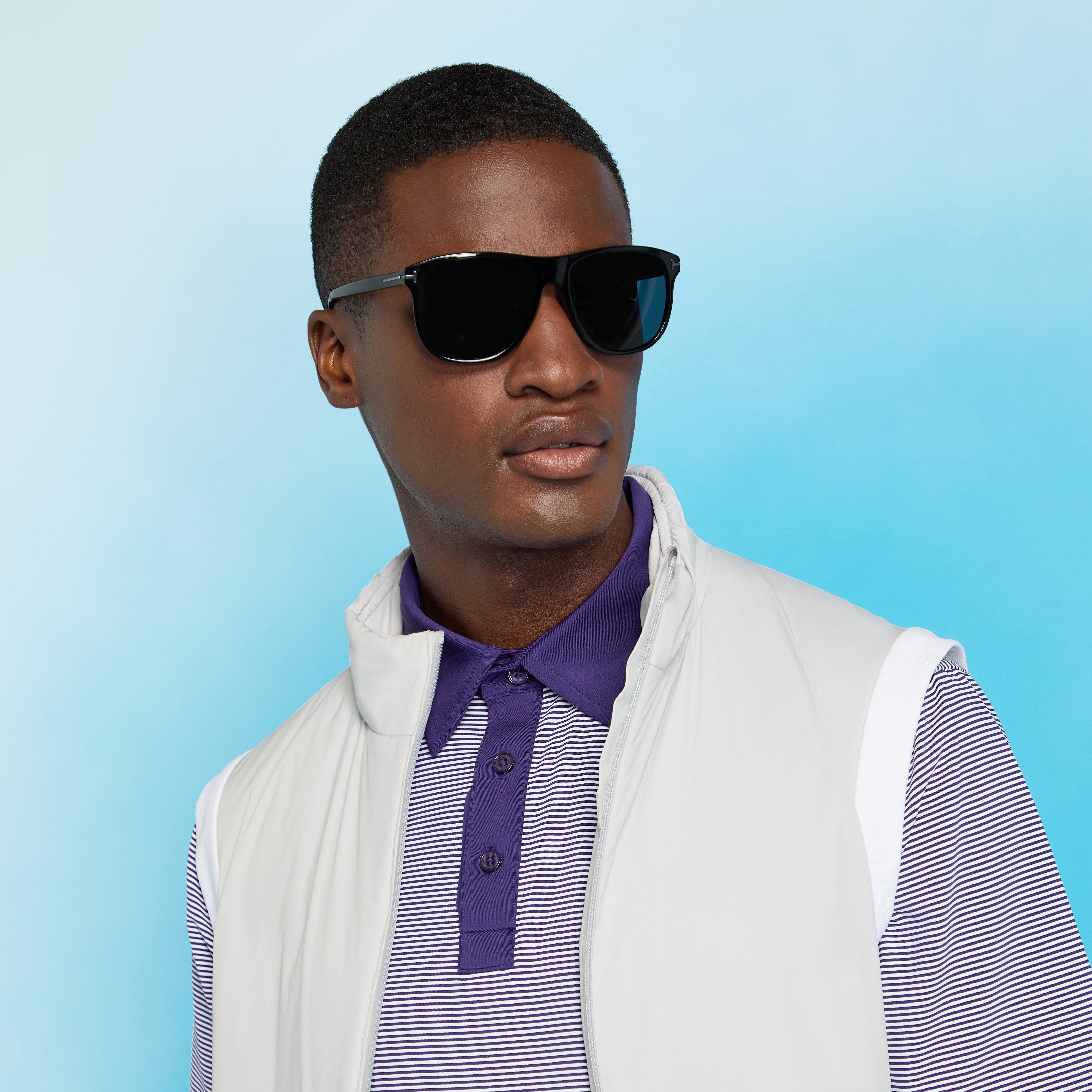 FEEDER STRIPE HIGH GAUGE JERSEY POLO WISTERIA