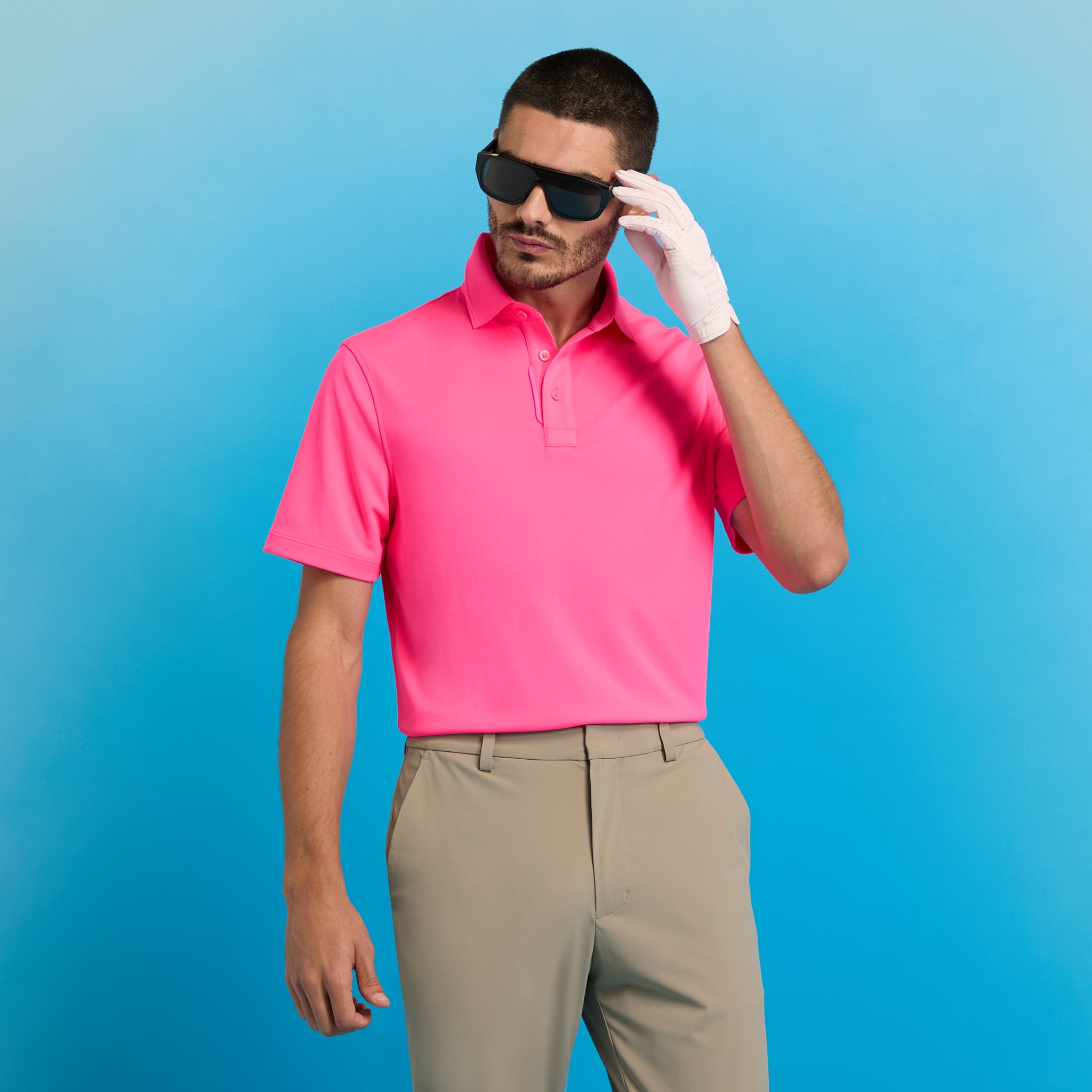 ESSENTIAL PERFORMANCE PIQUE POLO KNOCKOUT PINK
