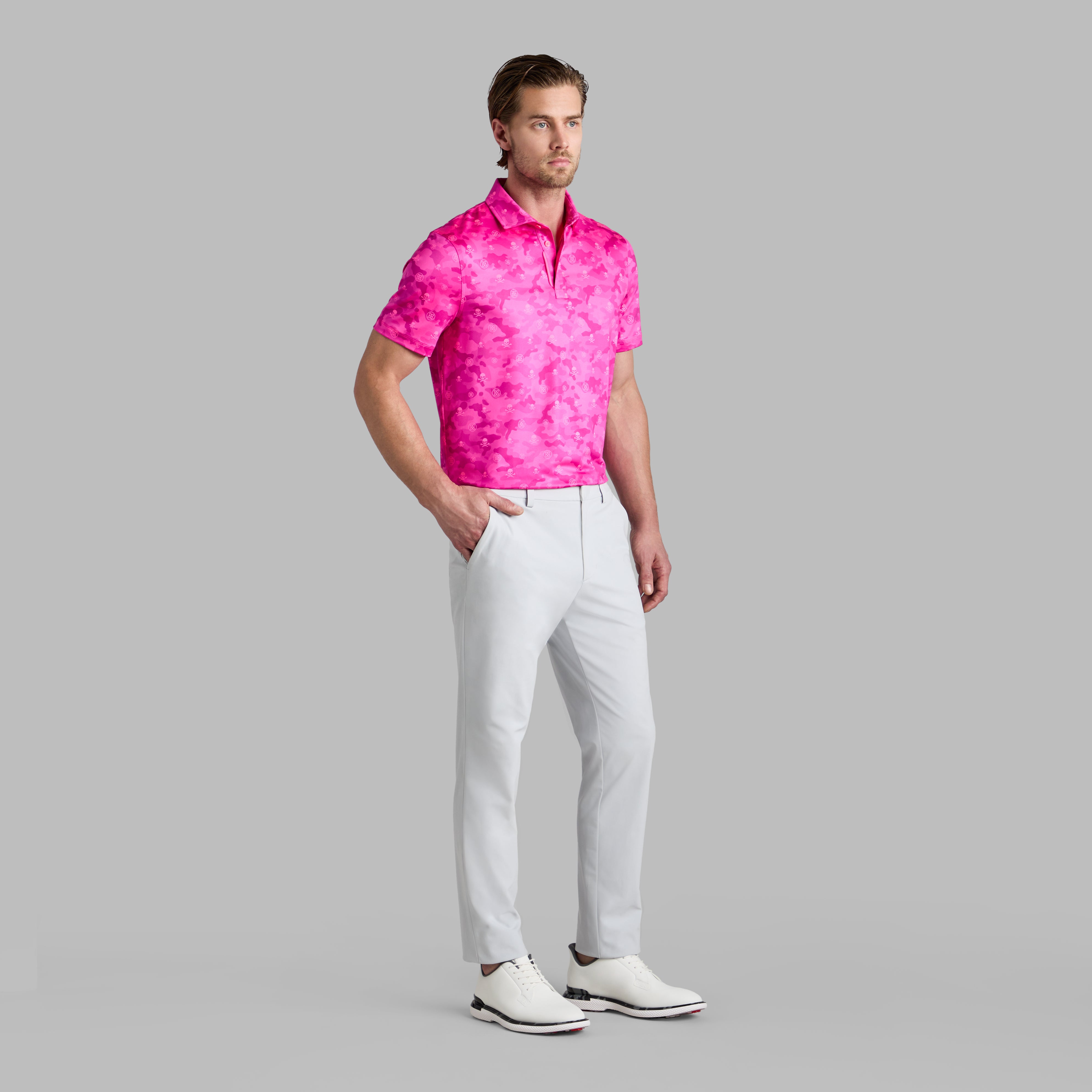 ICON CAMO TECH STRETCH JERSEY POLO KNOCKOUT PINK