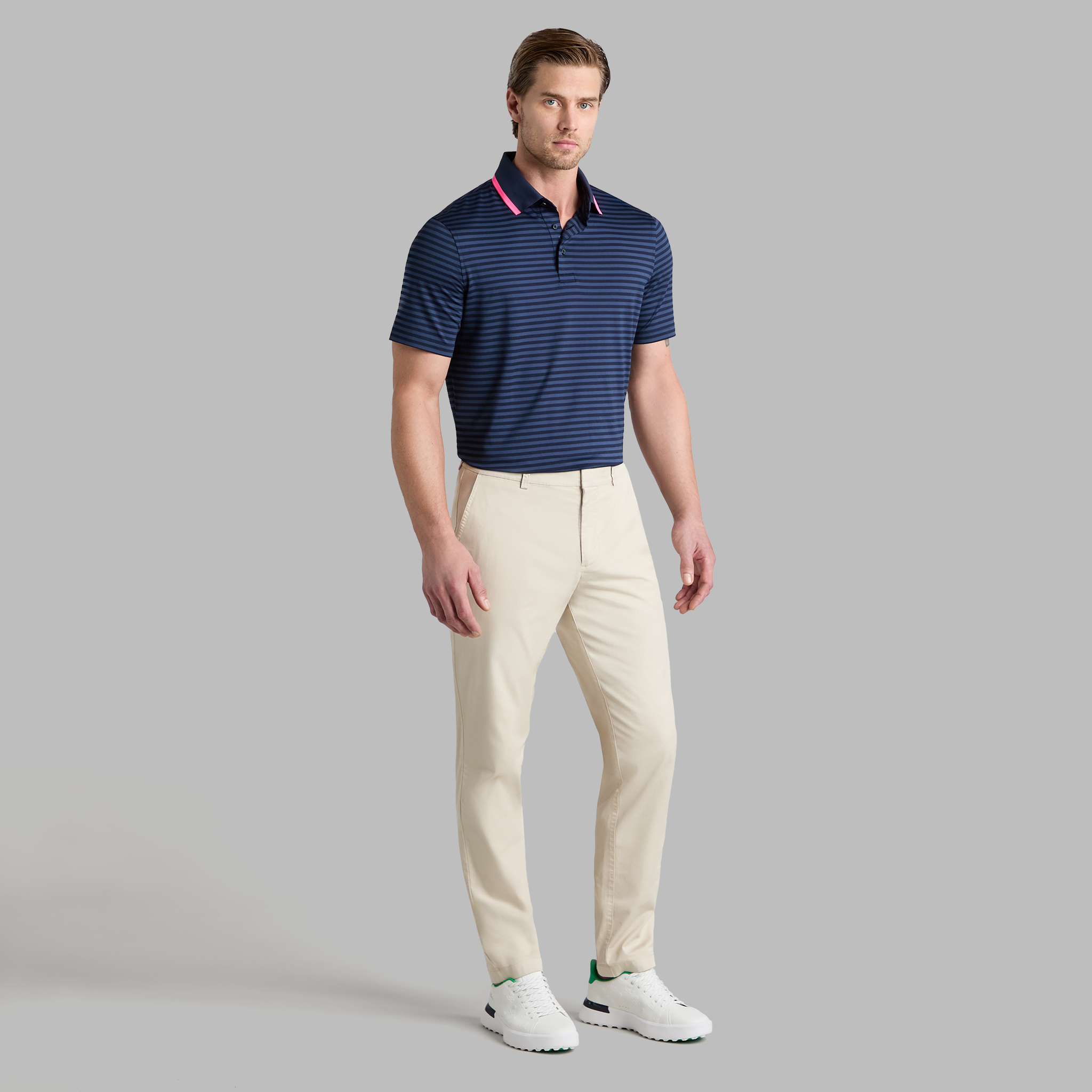 PERFORATED STRIPE JERSEY POLO TWILIGHT