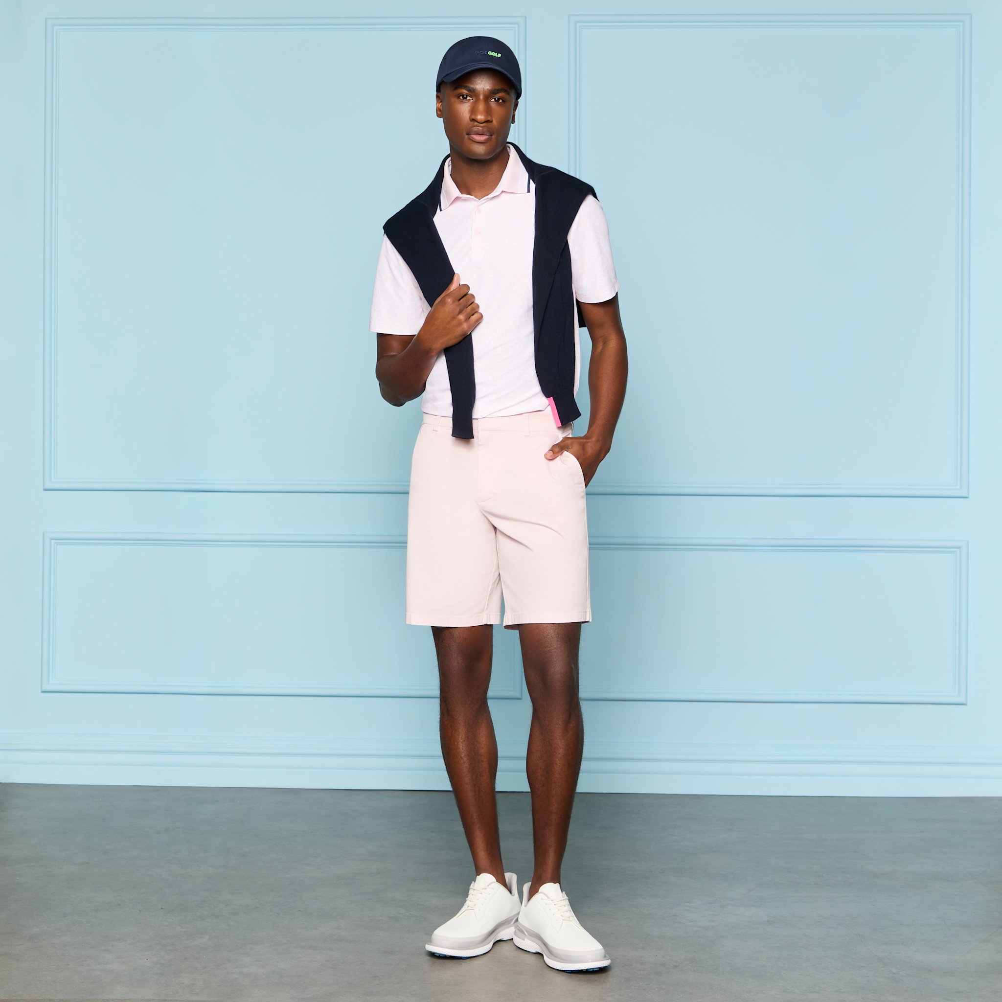 SCRIBBLE TECH JERSEY POLO BLUSH