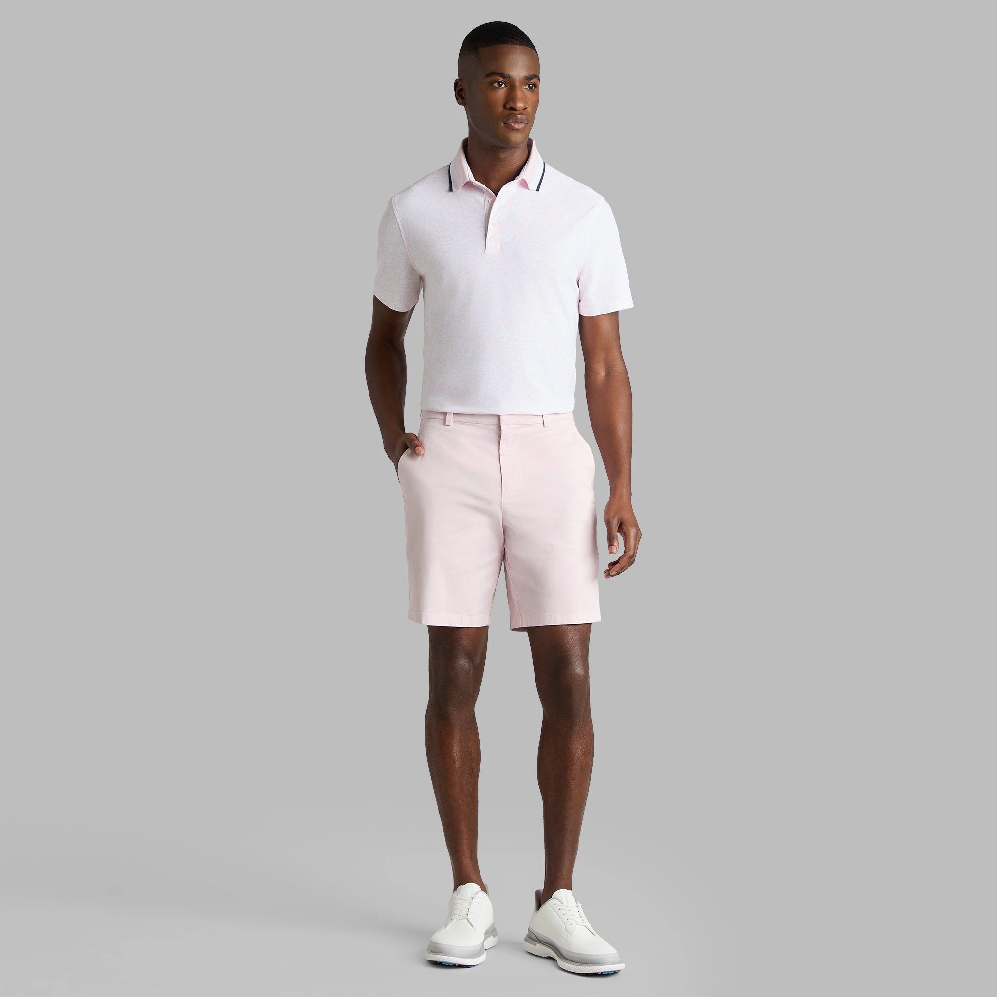 SCRIBBLE TECH JERSEY POLO BLUSH
