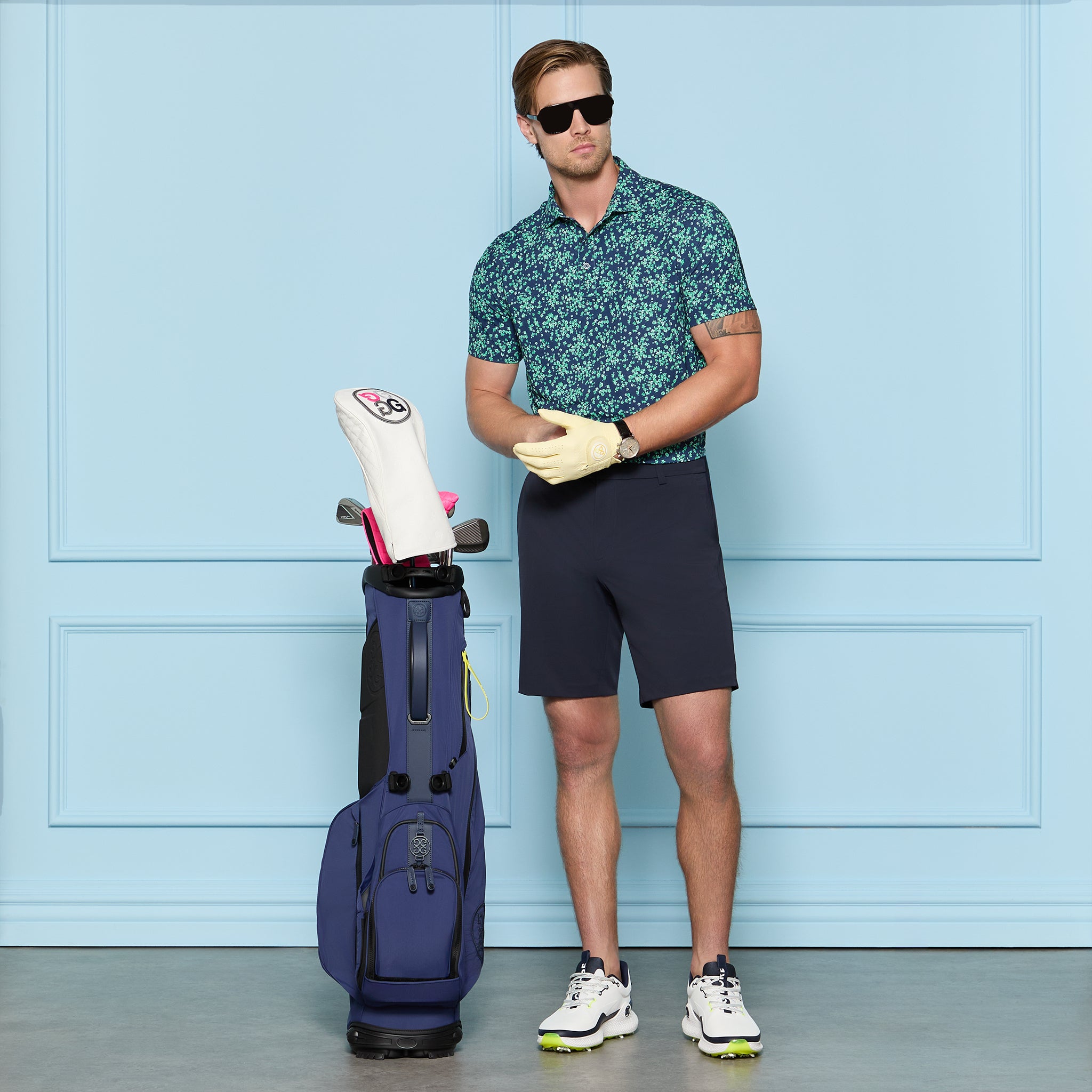 SCATTERED DITZY TECH JERSEY POLO CLOVER