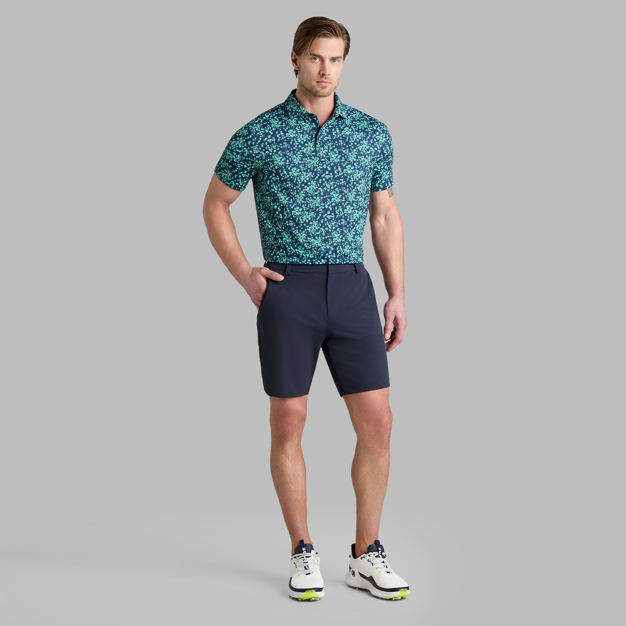 SCATTERED DITZY TECH JERSEY POLO CLOVER