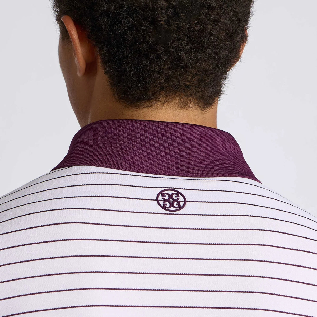 HERRINGBONE STRIPE TECH JERSEY POLO BLUSH/DARK PLUM