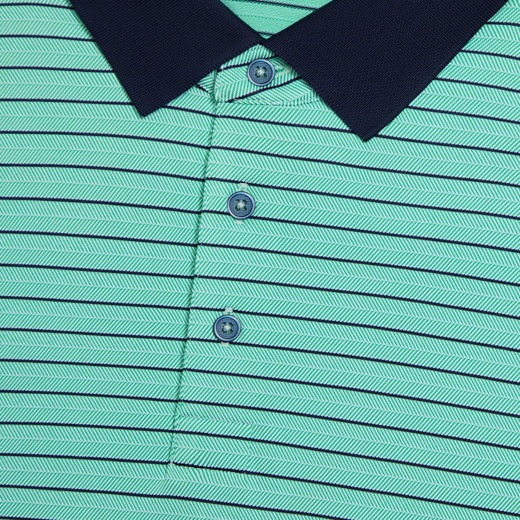 HERRINGBONE STRIPE TECH JERSEY POLO SNOW/CLOVER