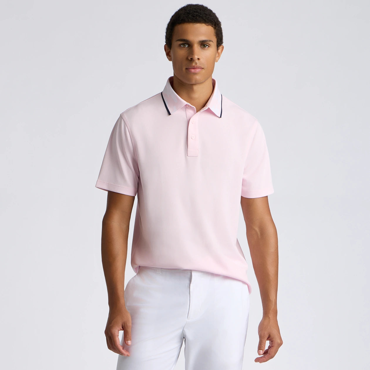 CAMO COLLAR PERFORMANCE PIQUÉ POLO BLUSH/SNOW