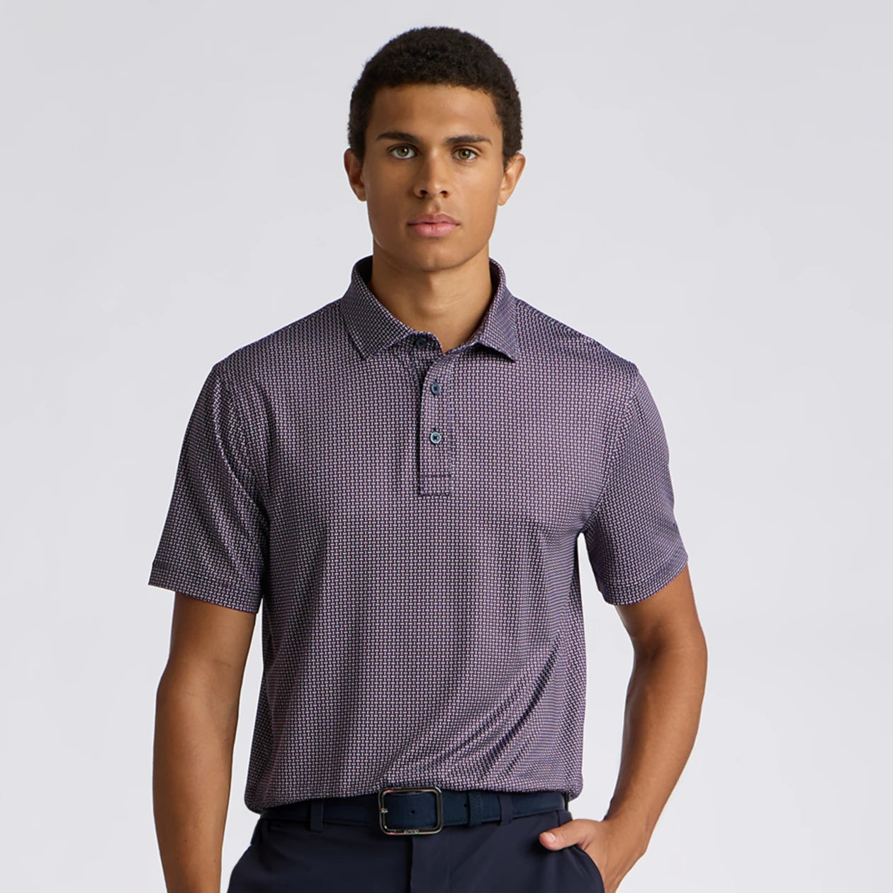 MOD GEO TECH JERSEY POLO TWILIGHT/DARK PLUM