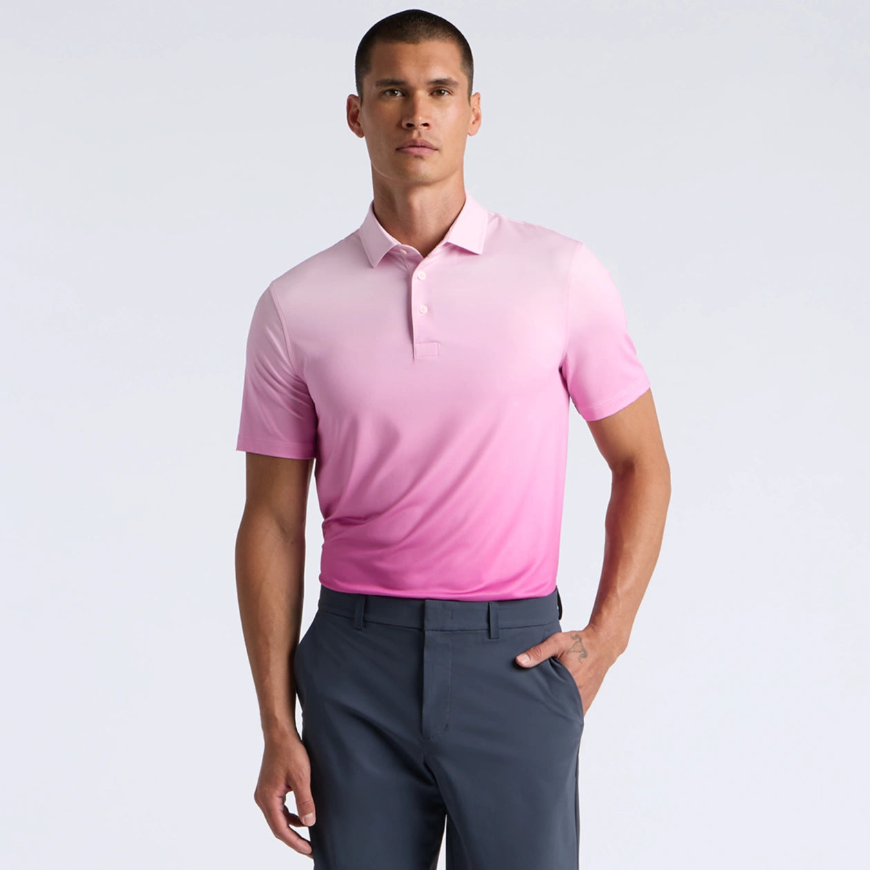 GRADIENT TECH JERSEY POLO BLUSH/DARK PLUM