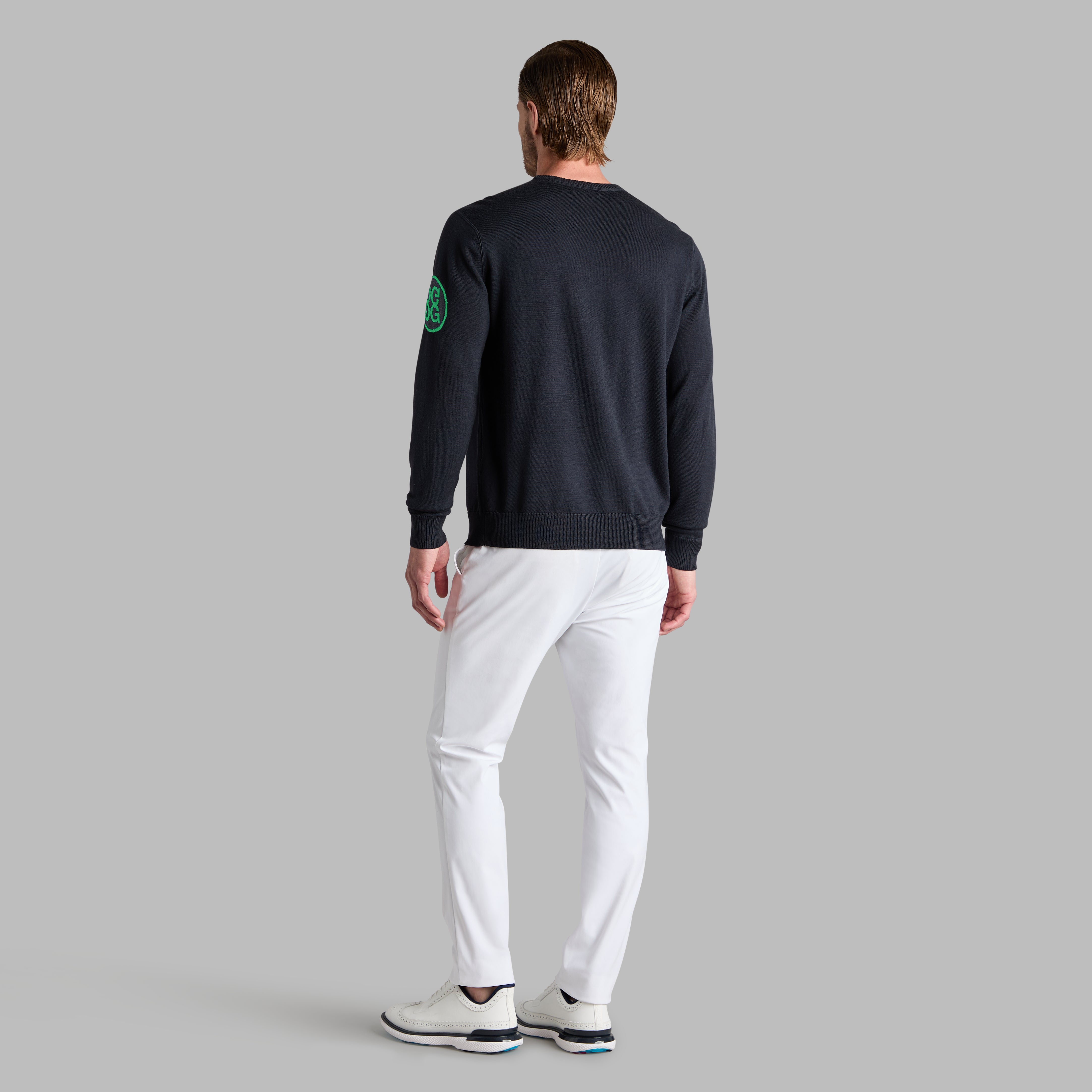 CIRCLE G MERINO WOOL CREWNECK SWEATER INK