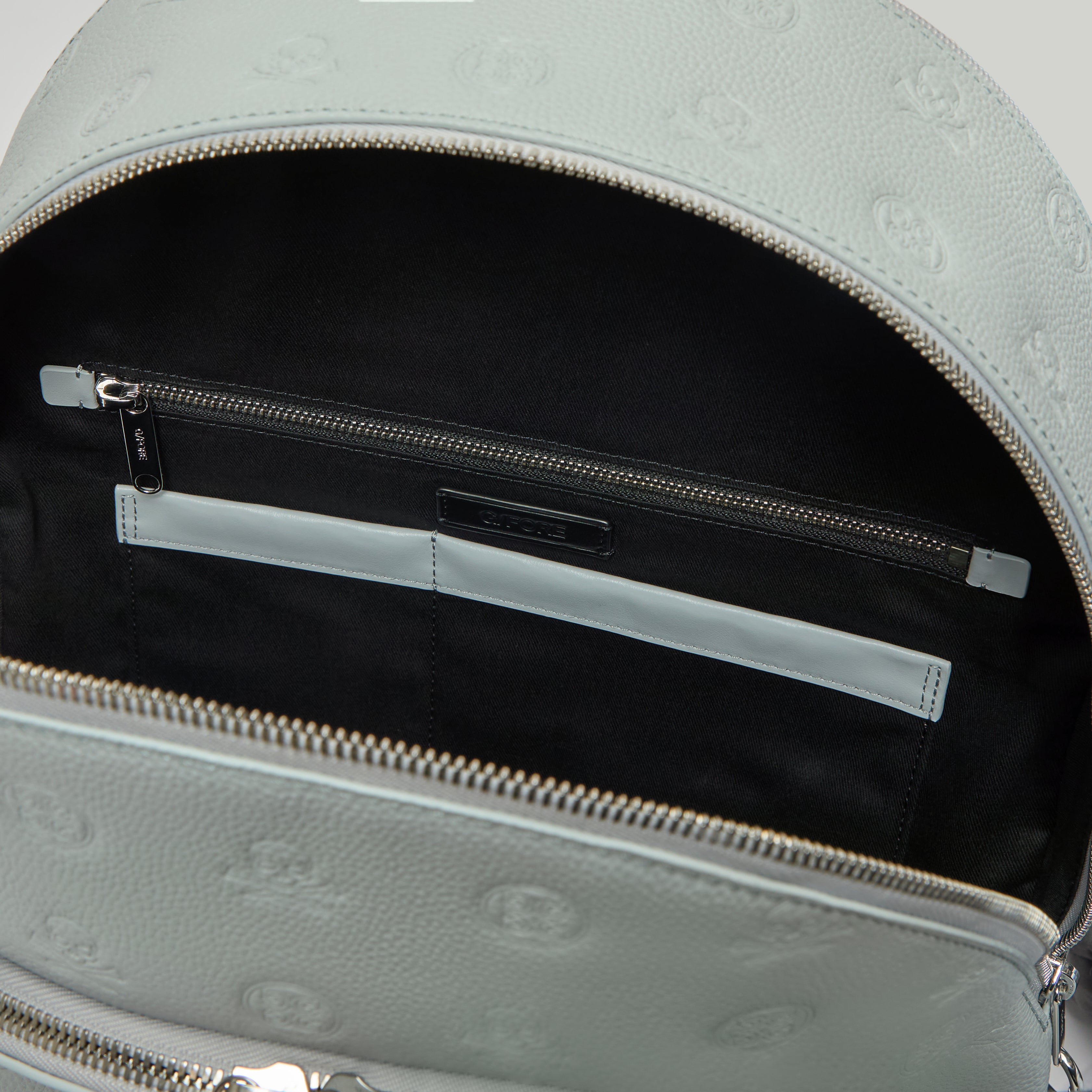 EMBOSSED SKULL & TEES LEATHER BACKPACK NIMBUS